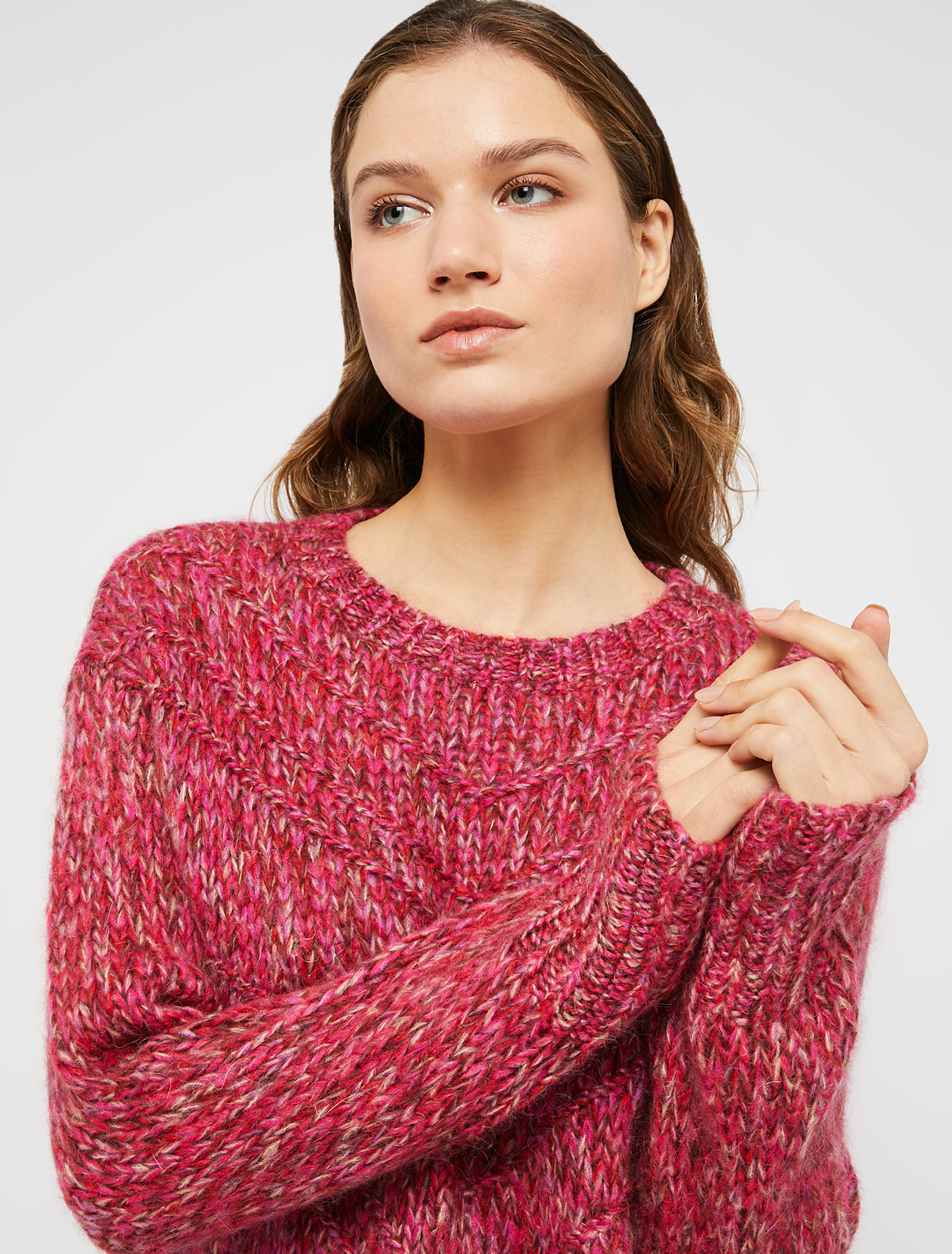 Mouliné patterned pullover, fuchsia pattern | Pennyblack Mouliné patterned pullover - fuchsia pattern - pennyblack