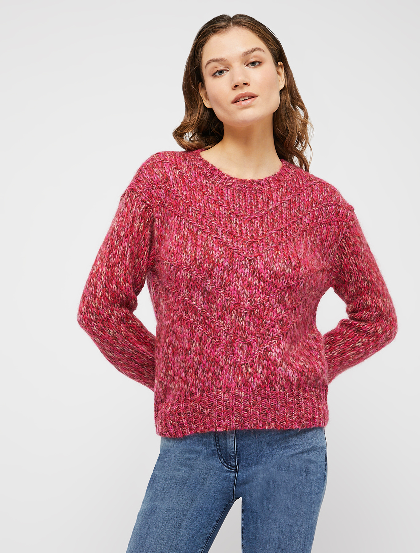 Mouliné patterned pullover, fuchsia pattern | Pennyblack Mouliné patterned pullover - fuchsia pattern - pennyblack