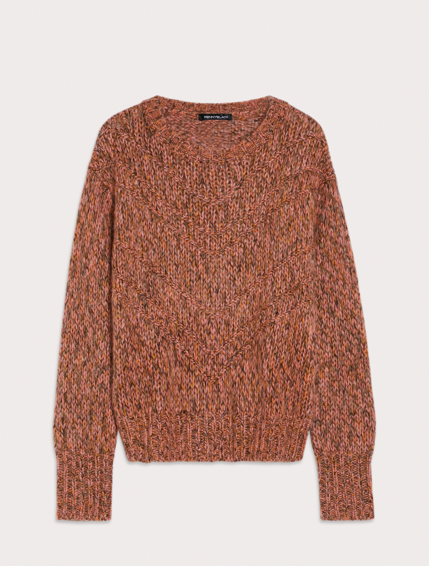 Mouliné patterned pullover, rose pink pattern | Pennyblack Mouliné patterned pullover - rose pink pattern - pennyblack