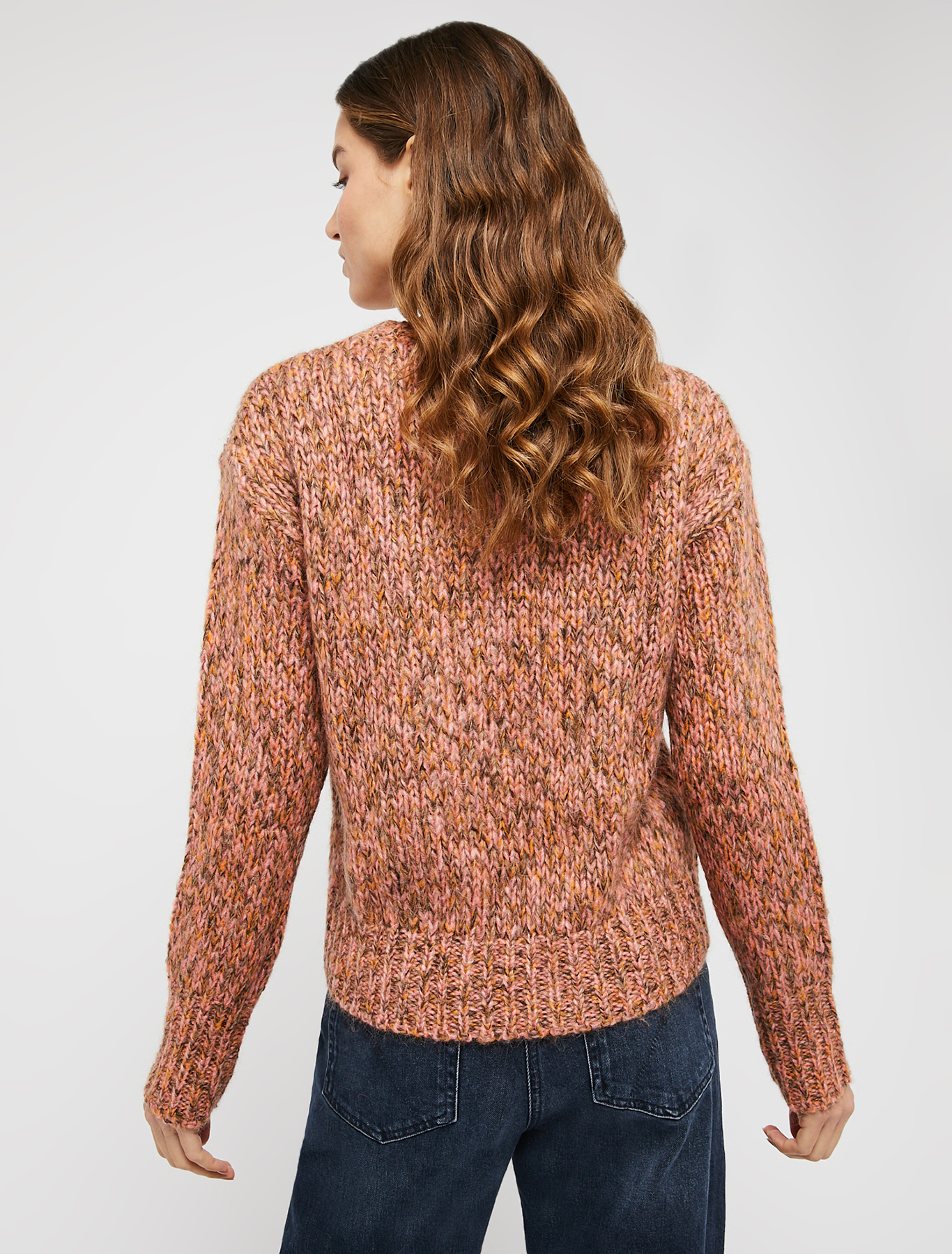Mouliné patterned pullover, rose pink pattern | Pennyblack Mouliné patterned pullover - rose pink pattern - pennyblack