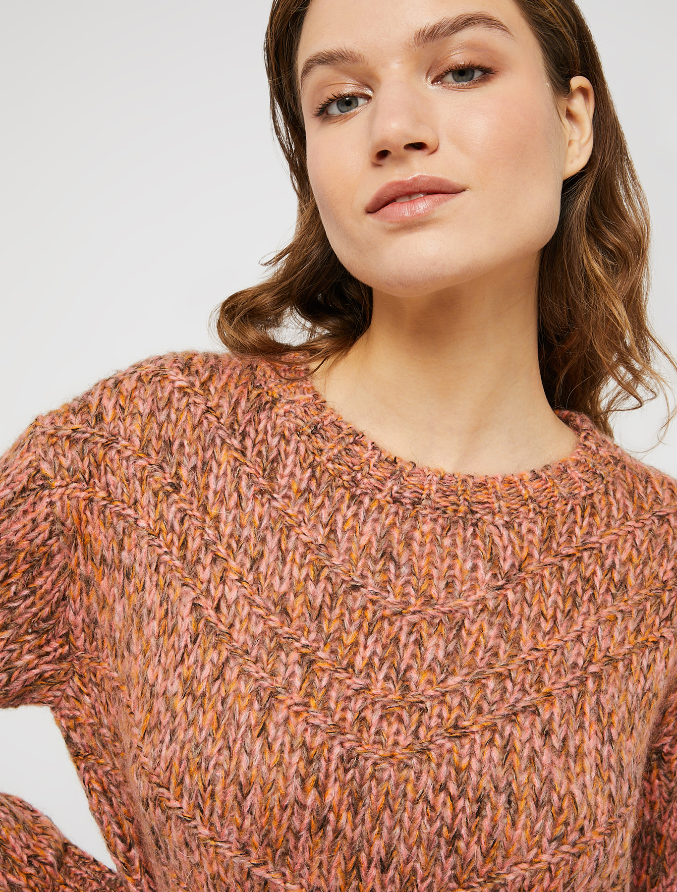 Mouliné patterned pullover, rose pink pattern | Pennyblack Mouliné patterned pullover - rose pink pattern - pennyblack