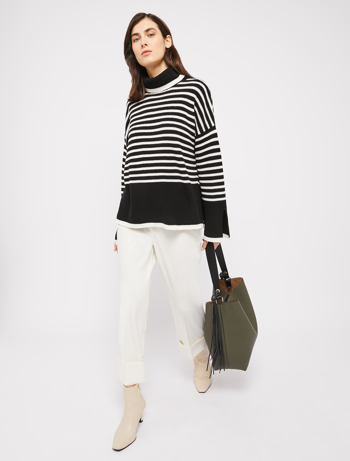 Striped turtleneck jumper, white | Pennyblack Striped turtleneck jumper - white - pennyblack