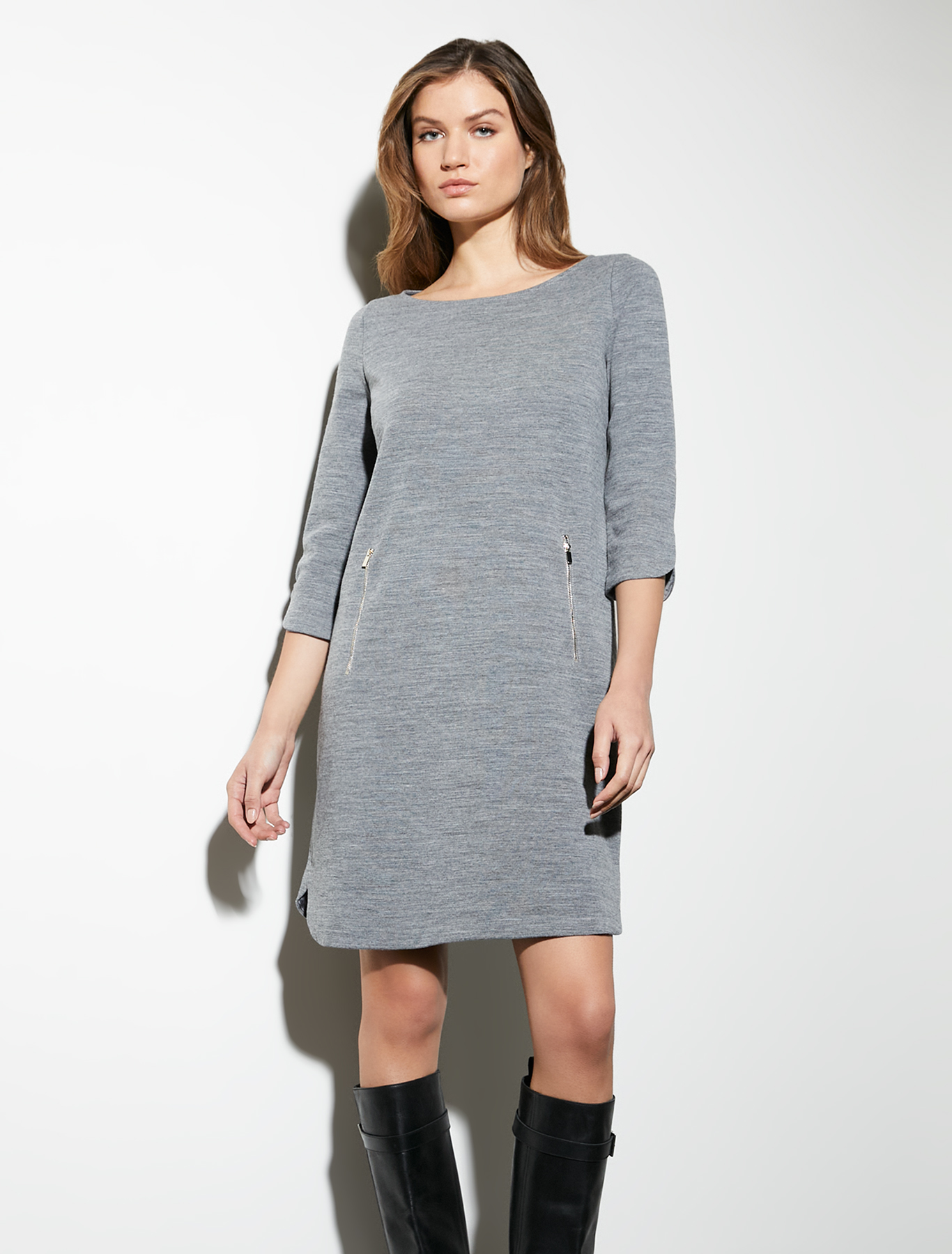 Tunic dress in warm jersey, medium grey | Pennyblack Tunic dress in warm jersey - medium grey - pennyblack