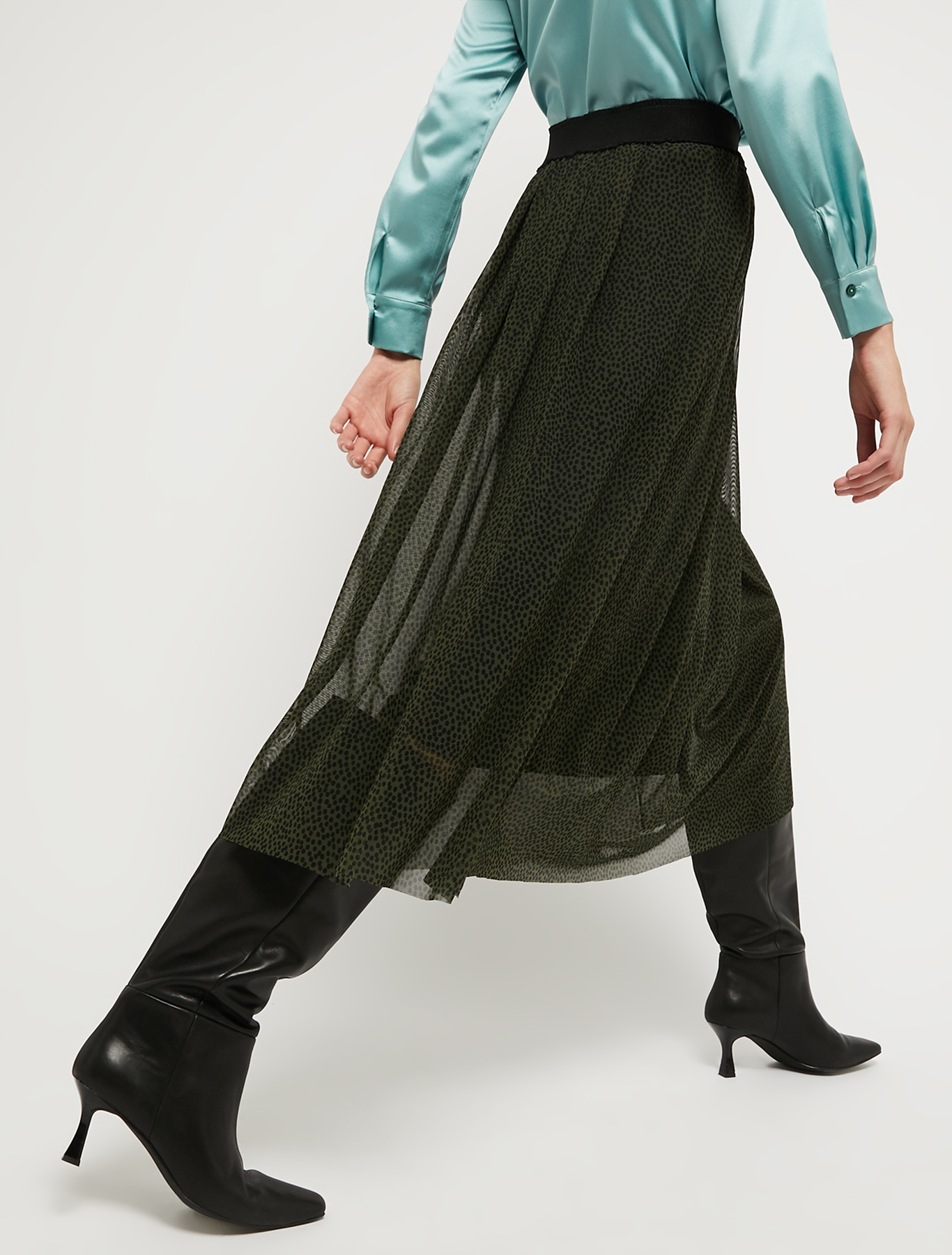 Jersey tulle midi skirt, khaki pattern | Pennyblack Jersey tulle midi skirt - khaki pattern - pennyblack