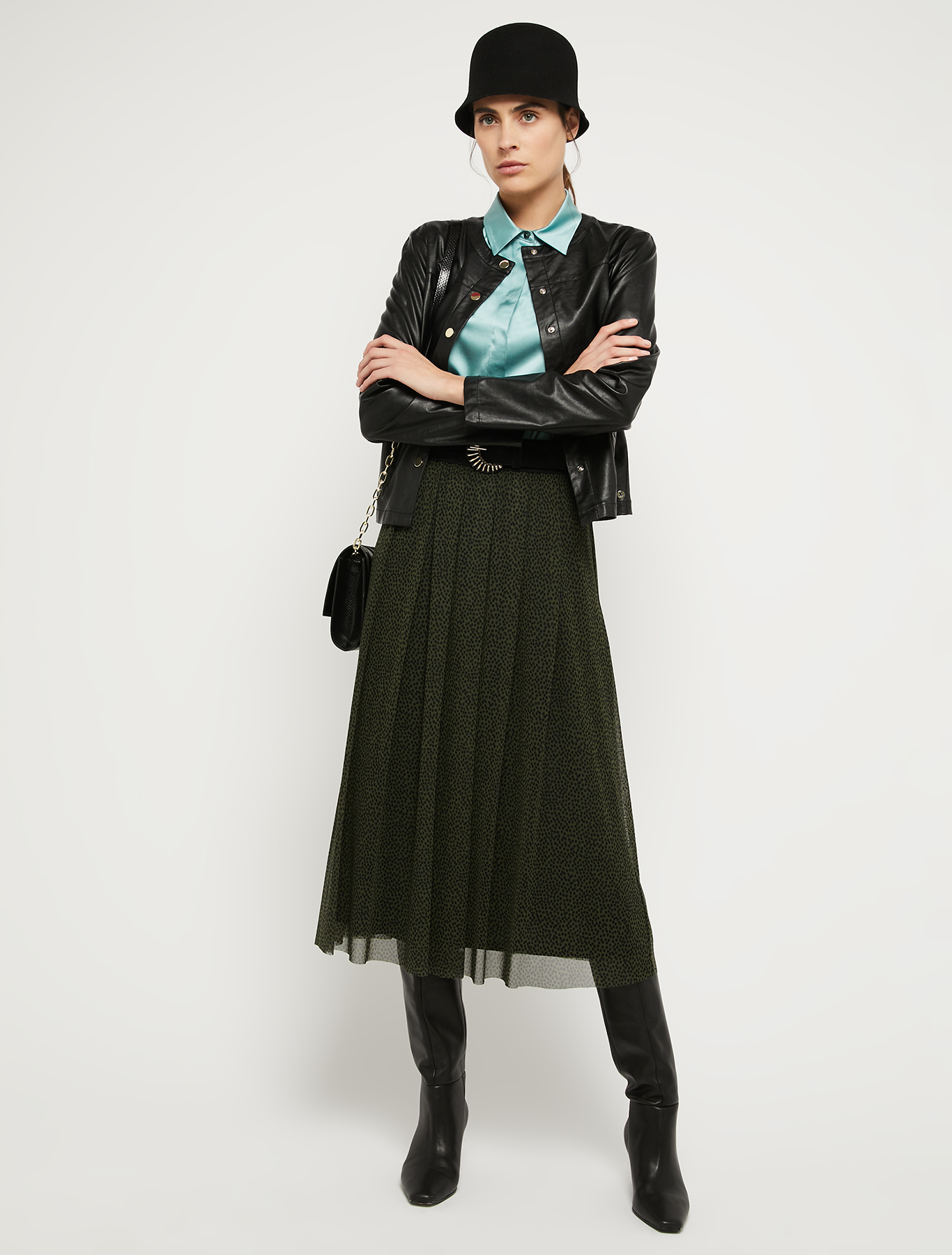 Jersey tulle midi skirt, khaki pattern | Pennyblack Jersey tulle midi skirt - khaki pattern - pennyblack