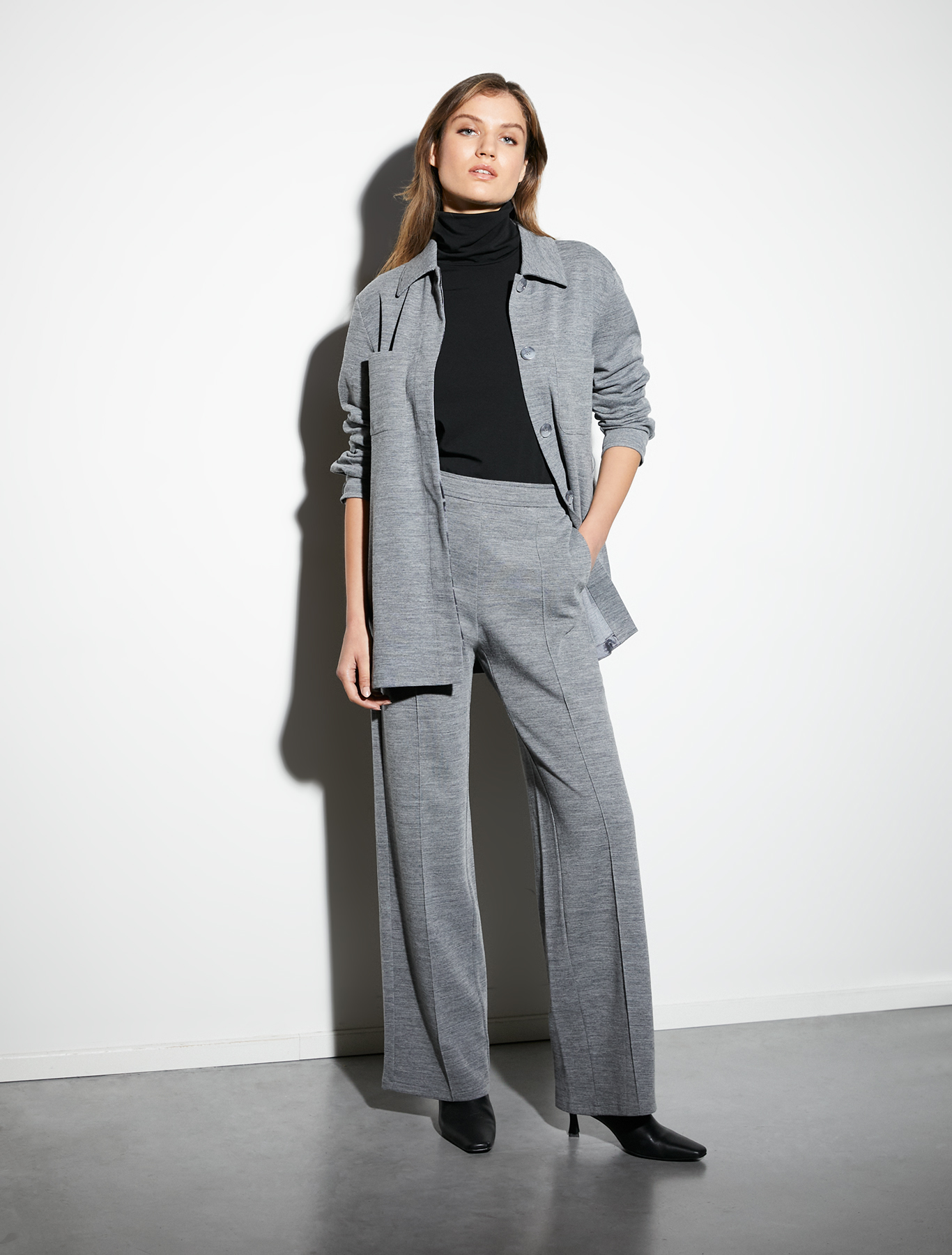 Warm jersey shirt jacket, medium grey | Pennyblack Warm jersey shirt jacket - medium grey - pennyblack
