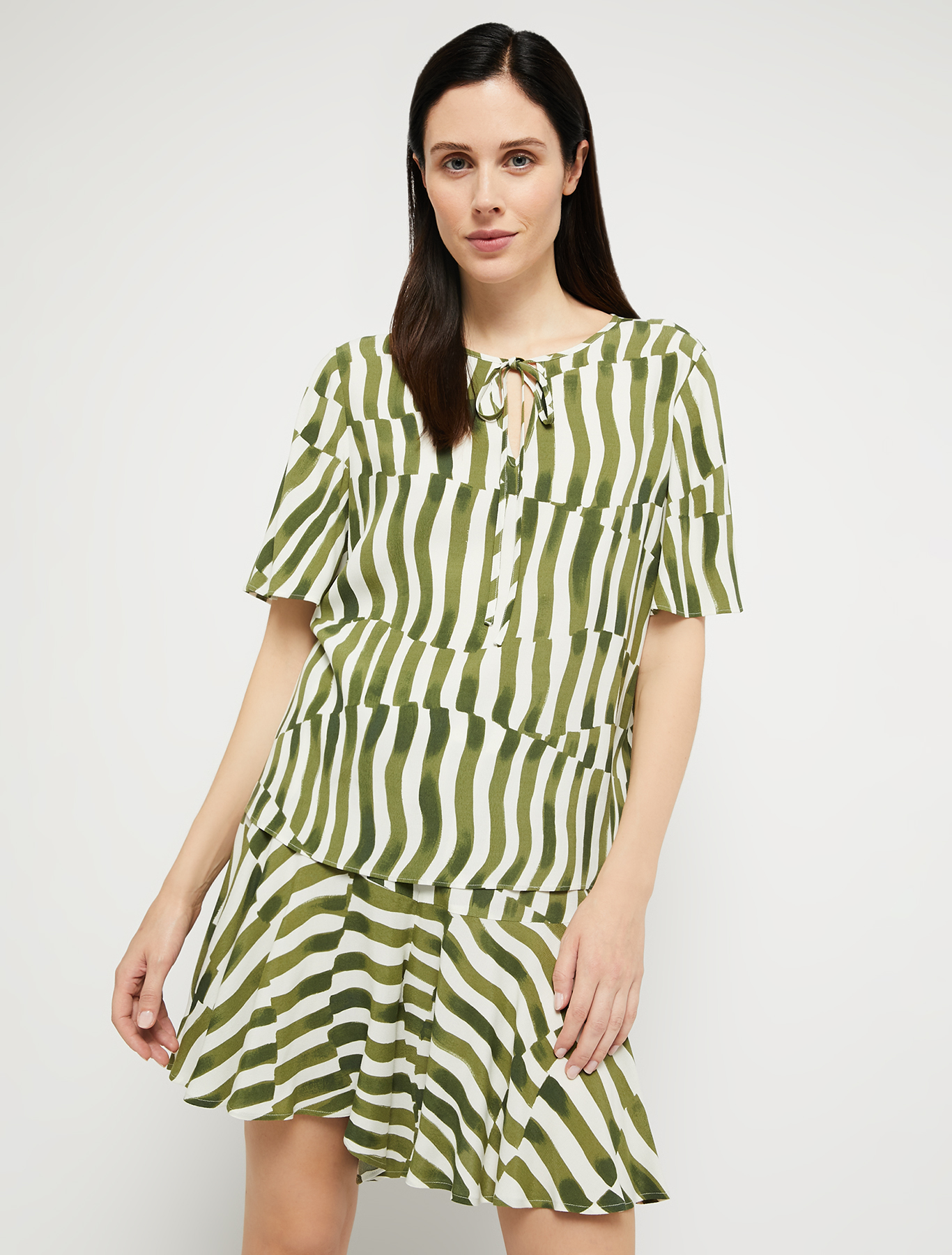 Moroccan crêpe blouse, khaki pattern | Pennyblack Moroccan crêpe blouse - khaki pattern - pennyblack
