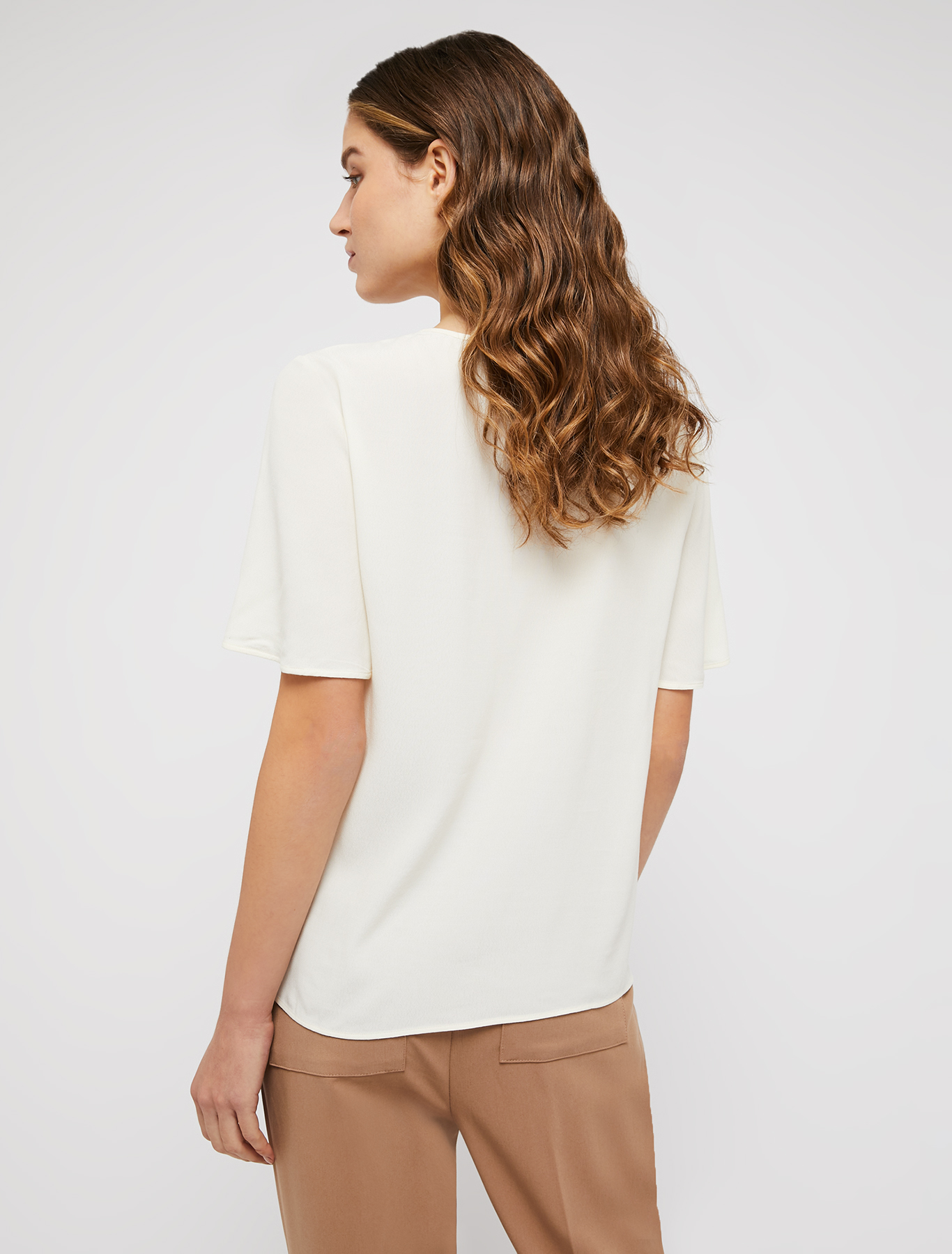 Blusa in crêpe marocain, bianco avorio | Pennyblack Blusa in crêpe marocain - bianco avorio - pennyblack