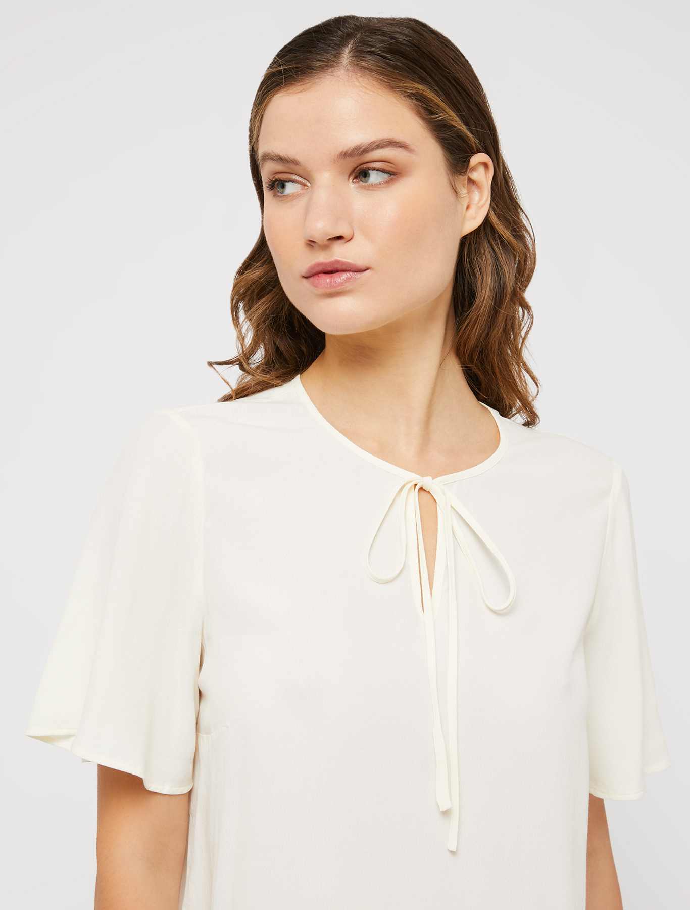Blusa in crêpe marocain, bianco avorio | Pennyblack Blusa in crêpe marocain - bianco avorio - pennyblack