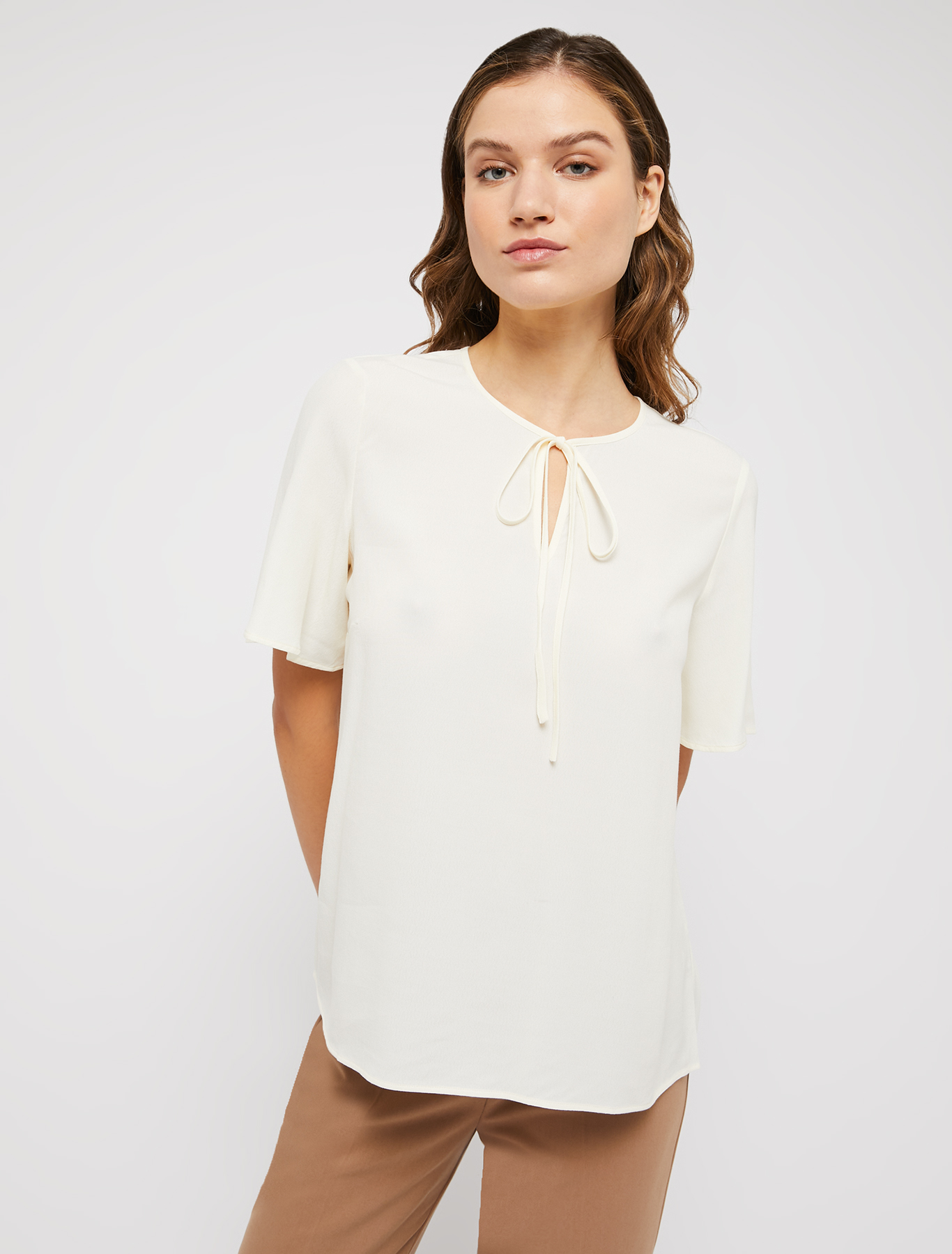 Blusa in crêpe marocain, bianco avorio | Pennyblack Blusa in crêpe marocain - bianco avorio - pennyblack