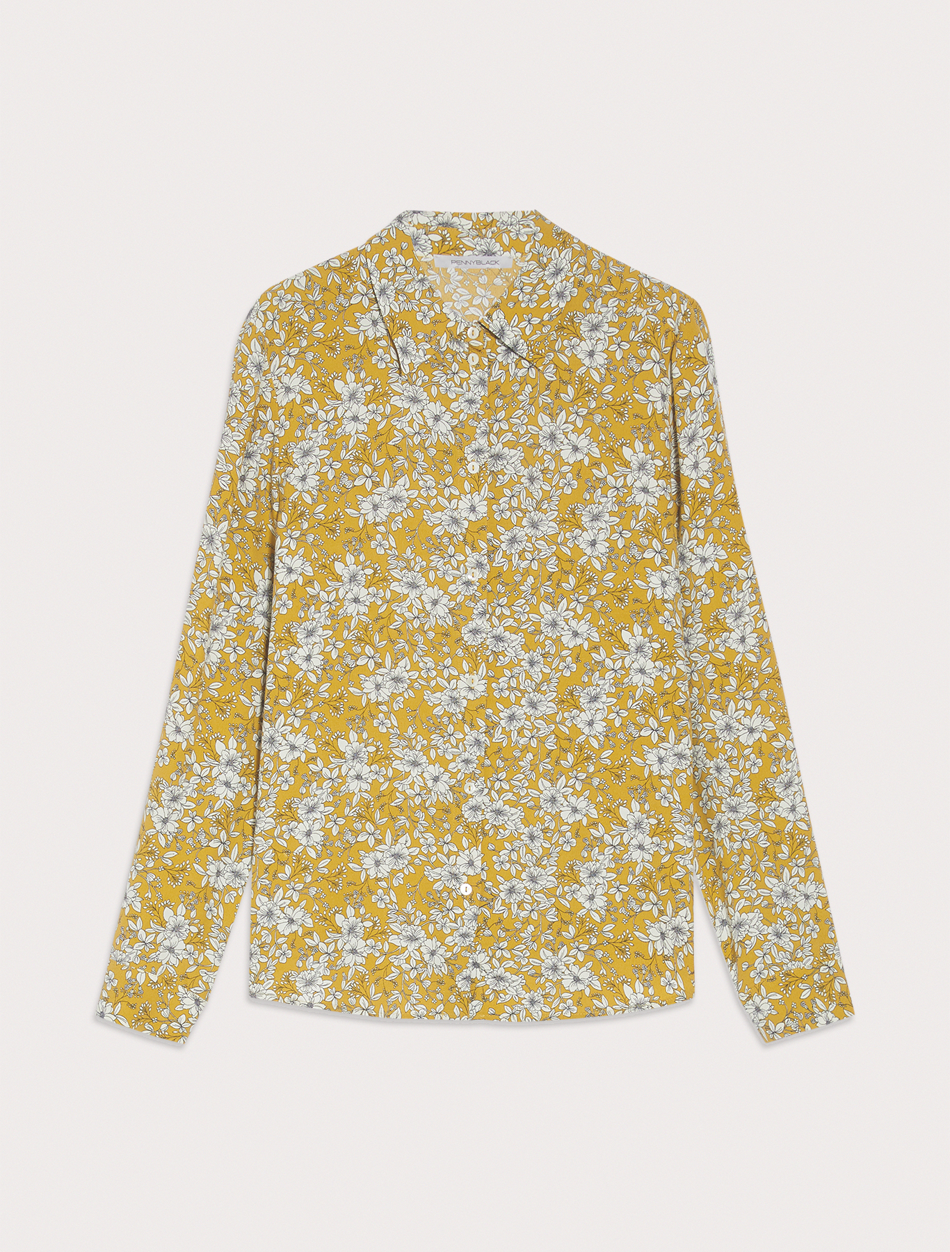 Moroccan crêpe shirt, mustard pattern | Pennyblack Moroccan crêpe shirt - mustard pattern - pennyblack
