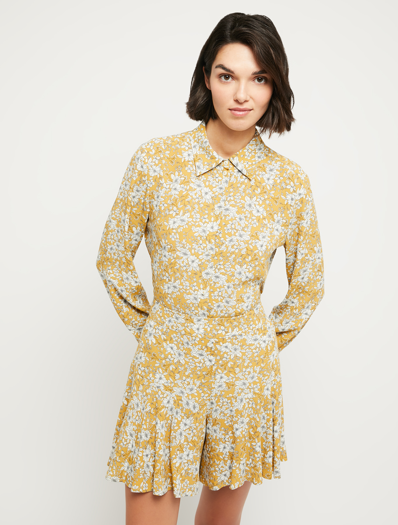 Moroccan crêpe shirt, mustard pattern | Pennyblack Moroccan crêpe shirt - mustard pattern - pennyblack