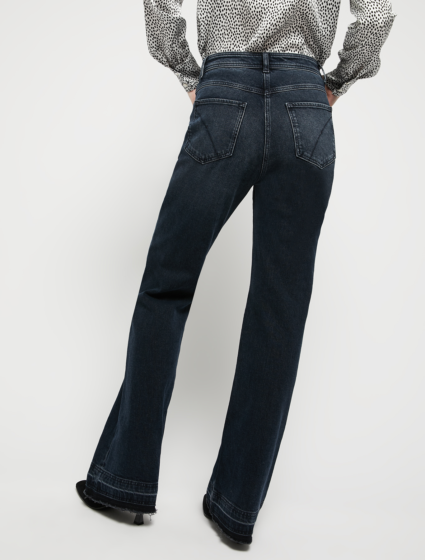 Bootcut jeans with unstitched hem, midnight blue | Pennyblack Bootcut jeans with unstitched hem - midnight blue - pennyblack