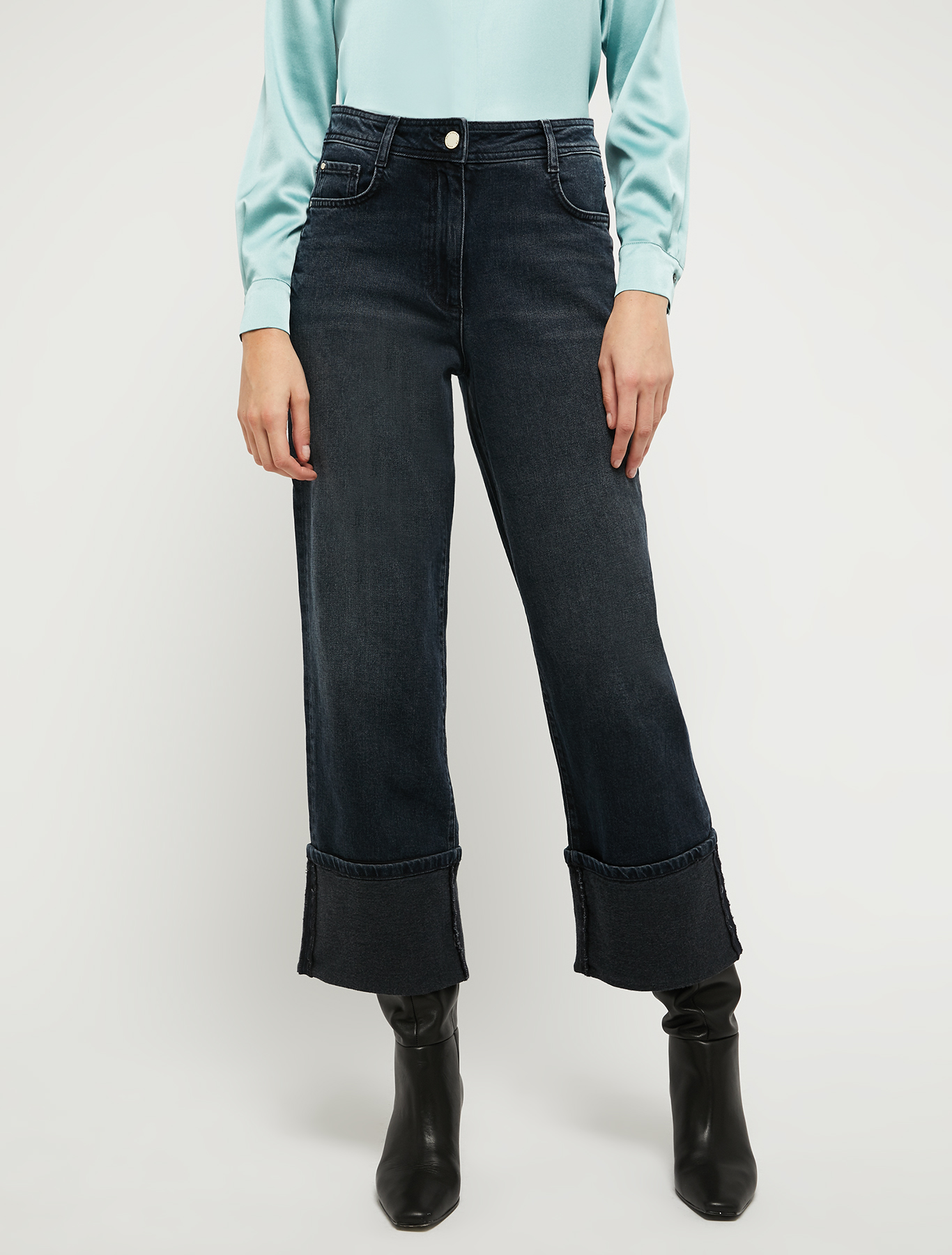 Jeans with oversized turn-ups, midnight blue | Pennyblack Jeans with oversized turn-ups - midnight blue - pennyblack