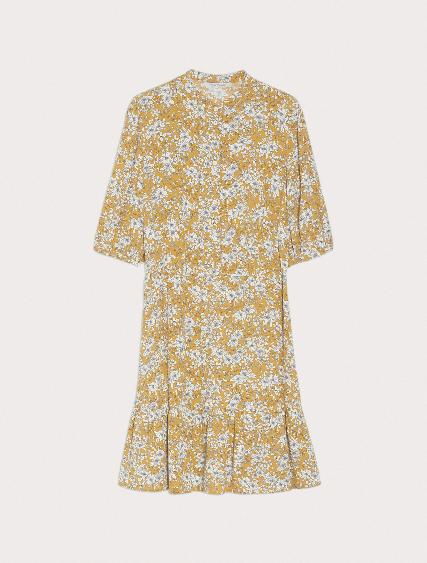 Moroccan crêpe dress, mustard pattern | Pennyblack Moroccan crêpe dress - mustard pattern - pennyblack