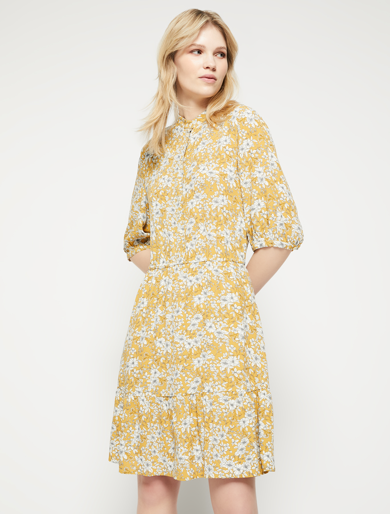 Moroccan crêpe dress, mustard pattern | Pennyblack Moroccan crêpe dress - mustard pattern - pennyblack