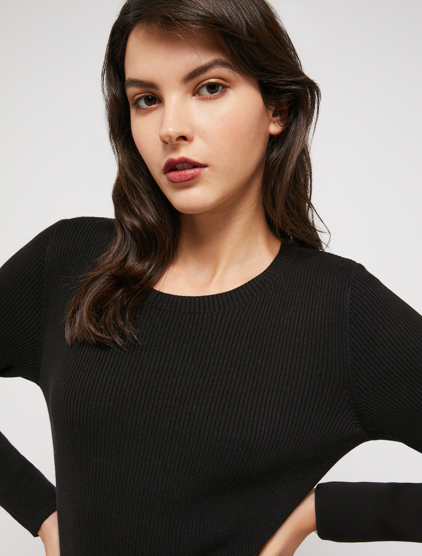 Ribbed crew-neck jumper, black | Pennyblack Ribbed crew-neck jumper - black - pennyblack