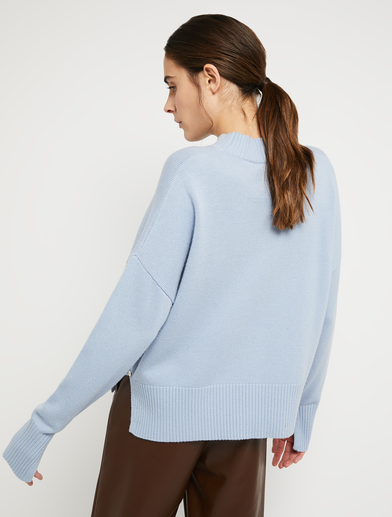 Wide jumper with mock polo neck, light blue | Pennyblack Wide jumper with mock polo neck - light blue - pennyblack
