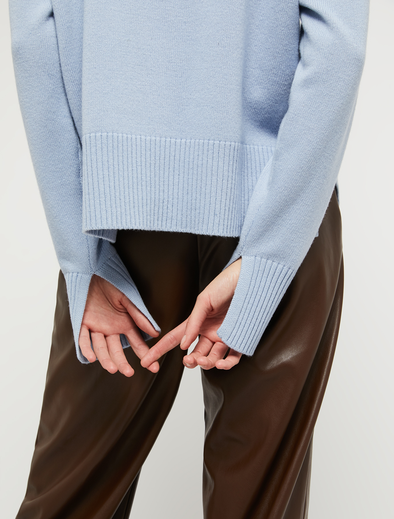Wide jumper with mock polo neck, light blue | Pennyblack Wide jumper with mock polo neck - light blue - pennyblack