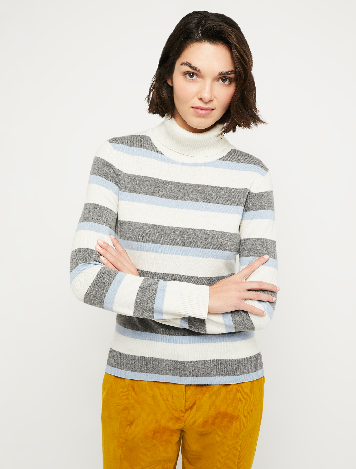 Striped turtleneck jumper, light blue pattern | Pennyblack Striped turtleneck jumper - light blue pattern - pennyblack