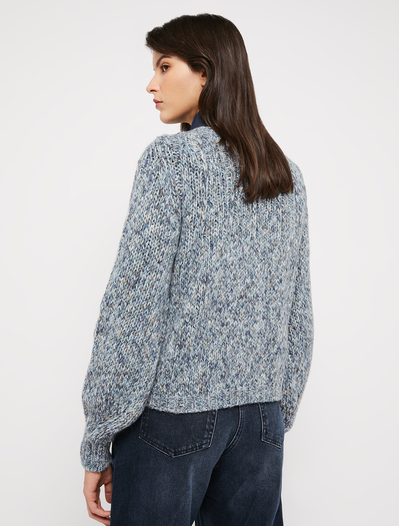 Mouliné patterned pullover, navy blue pattern | Pennyblack Mouliné patterned pullover - navy blue pattern - pennyblack