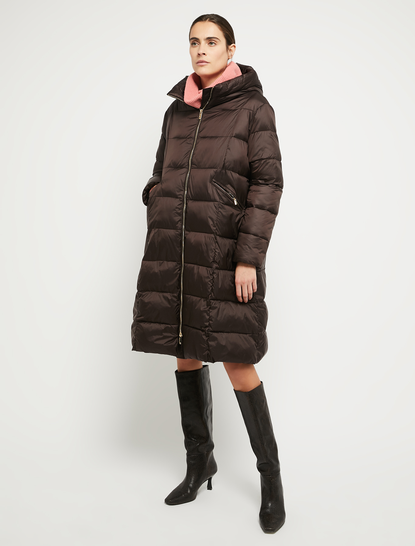 Padded coat with hood, dark brown | Pennyblack Padded coat with hood - dark brown - pennyblack