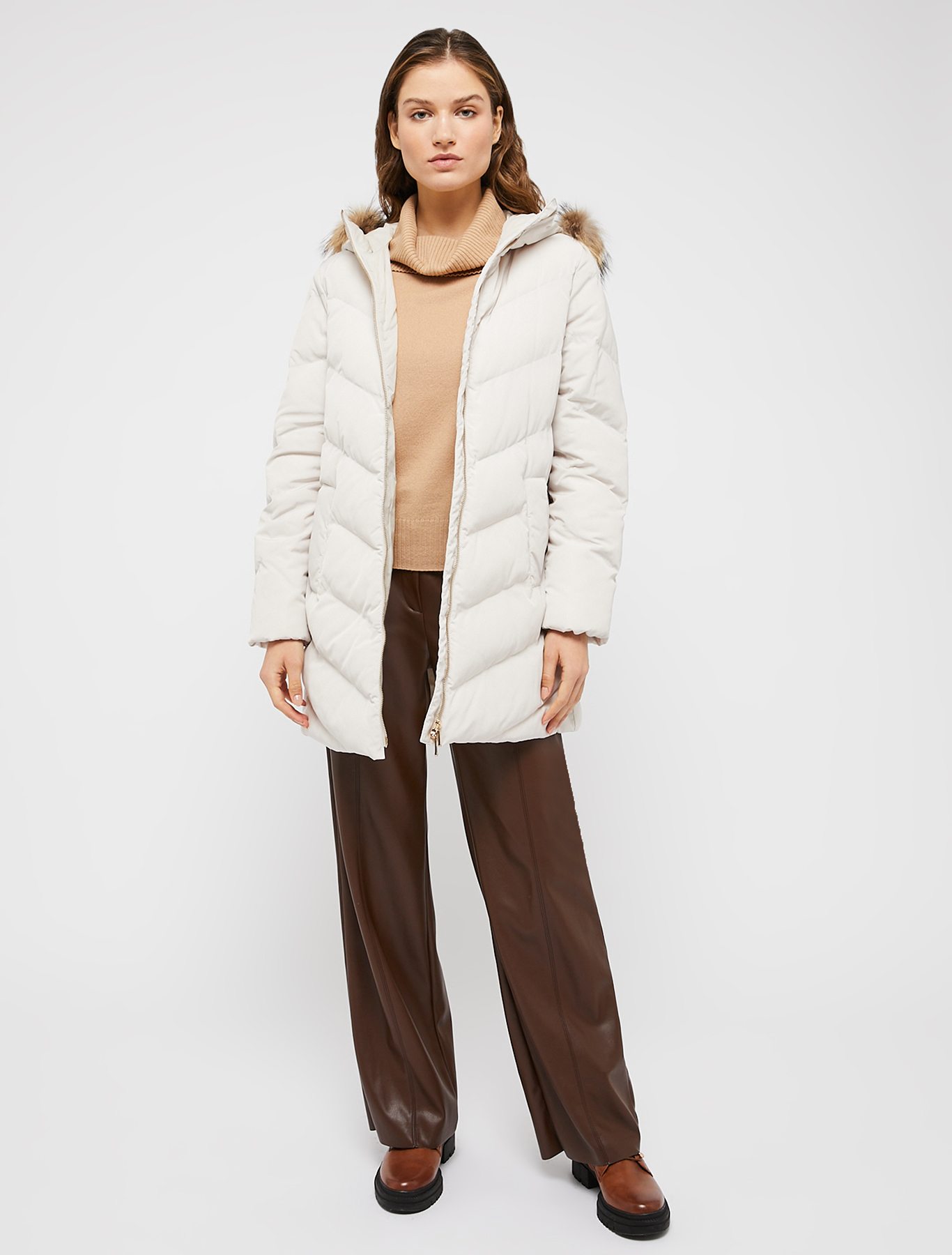 Coat with chevron stitching, ivory | Pennyblack Coat with chevron stitching - ivory - pennyblack