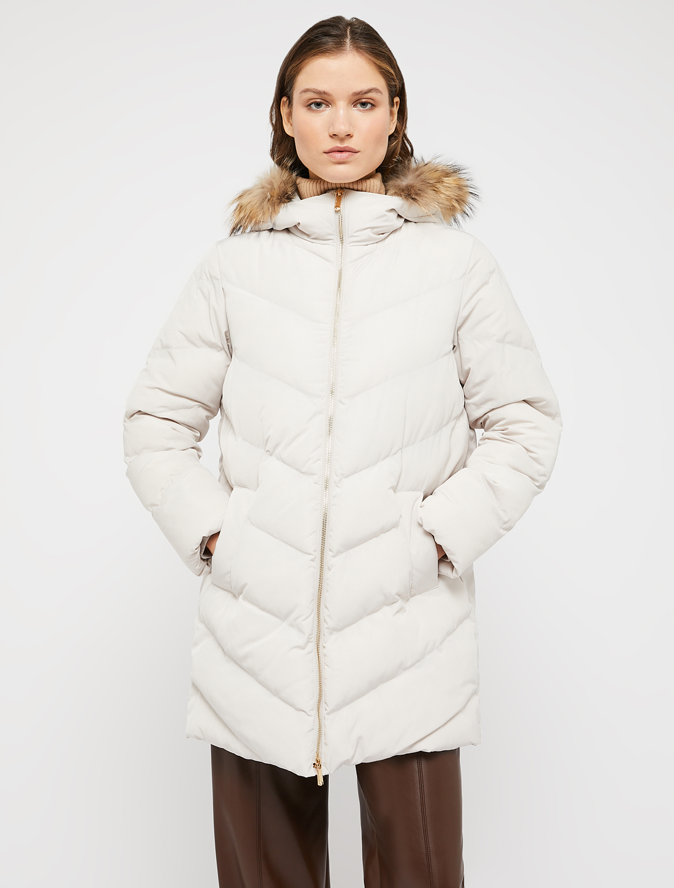 Coat with chevron stitching, ivory | Pennyblack Coat with chevron stitching - ivory - pennyblack