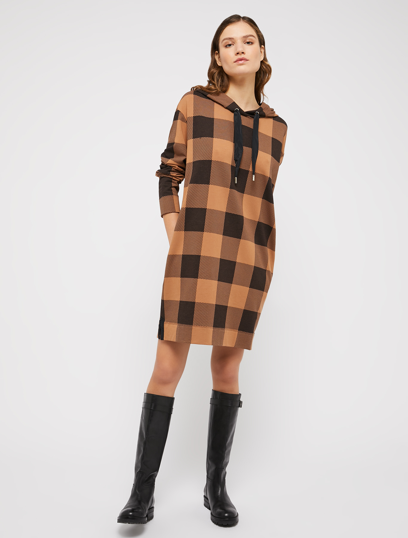 Hooded fleece dress, brown | Pennyblack Hooded fleece dress - brown - pennyblack