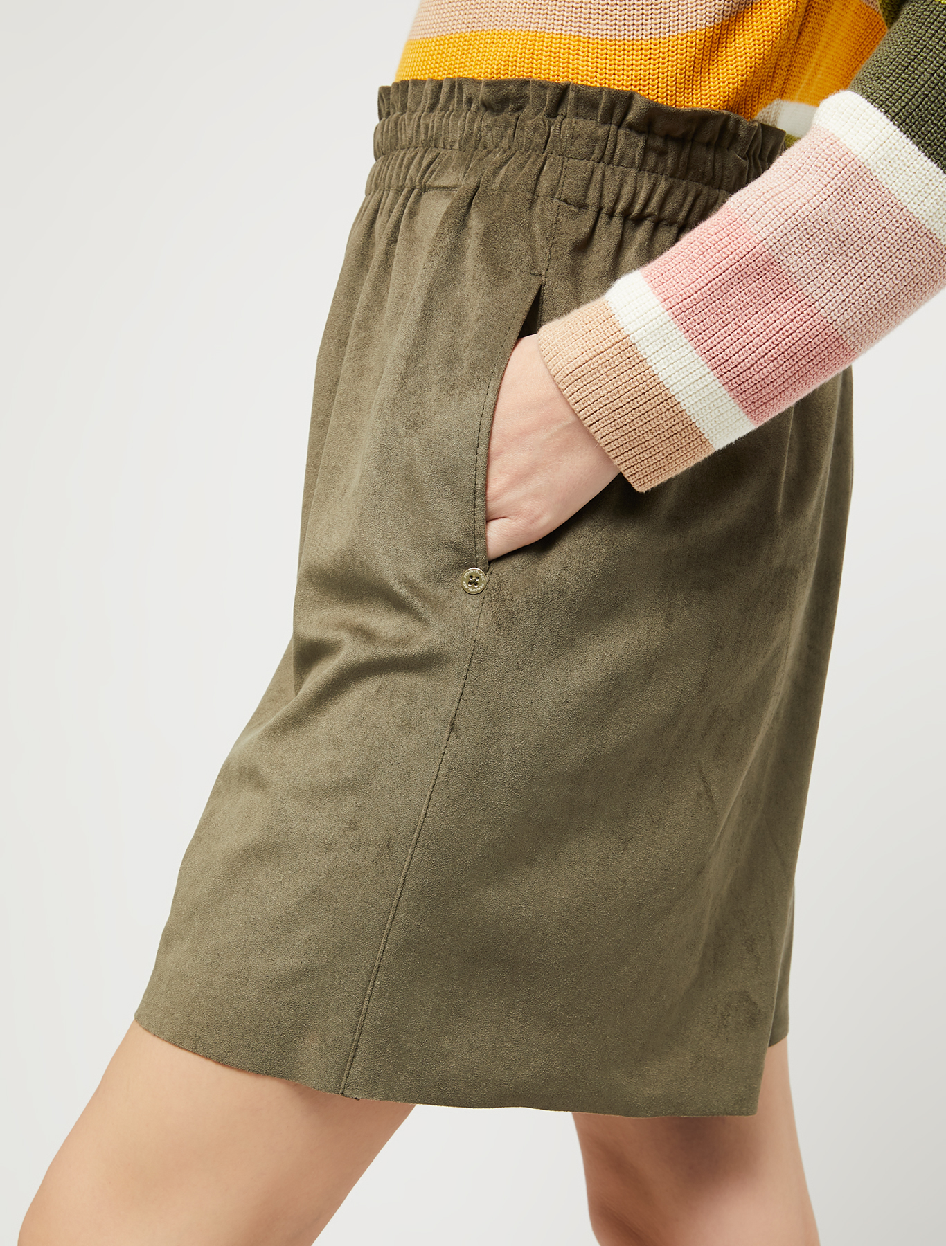 Shorts in suede jersey, khaki green - Pennyblack Shorts in suede jersey - khaki green - pennyblack