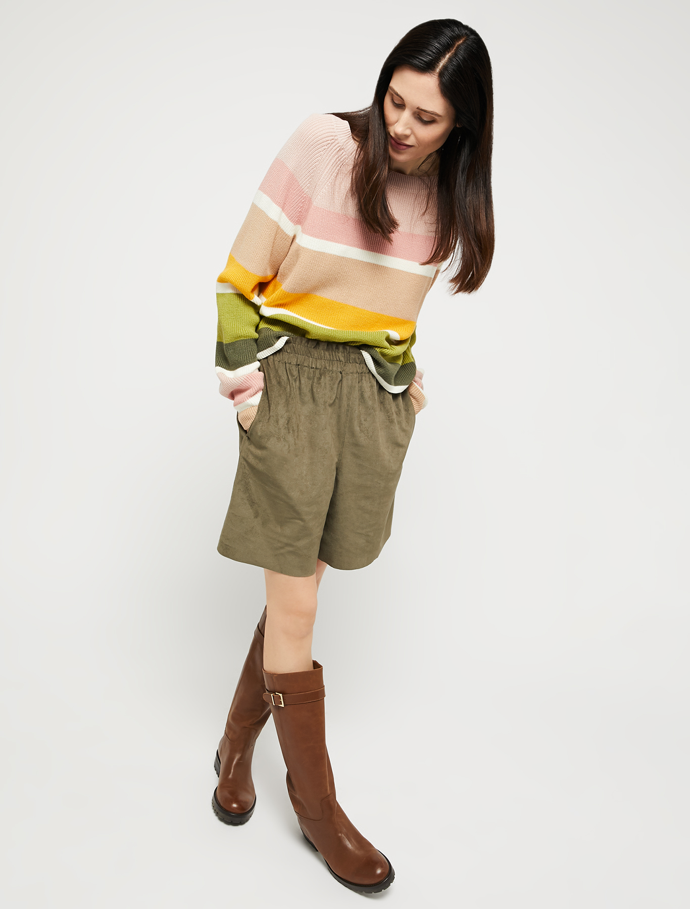 Shorts in suede jersey, khaki green - Pennyblack Shorts in suede jersey - khaki green - pennyblack