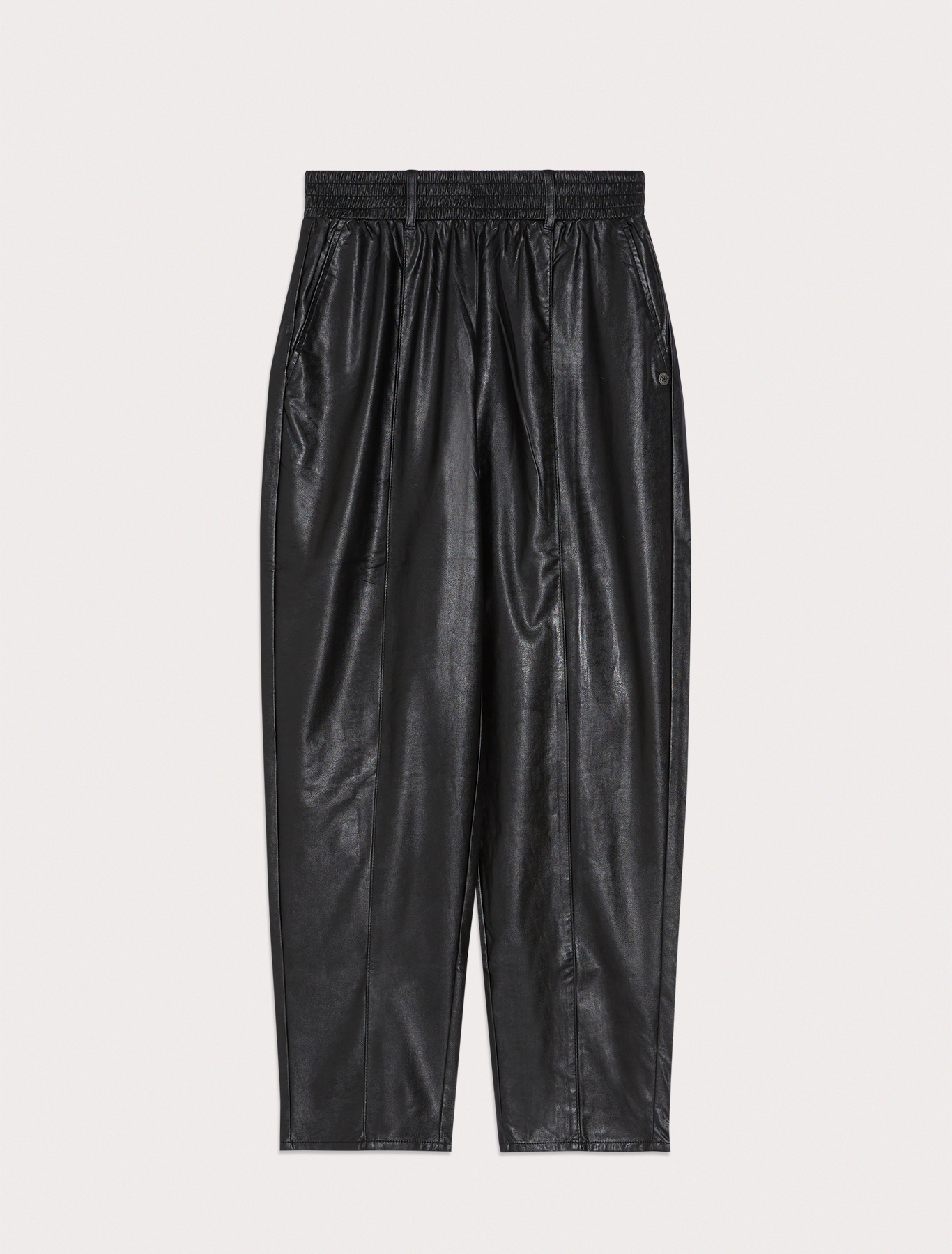 Carrot-cut trousers in coated jersey, black | Pennyblack Carrot-cut trousers in coated jersey - black - pennyblack