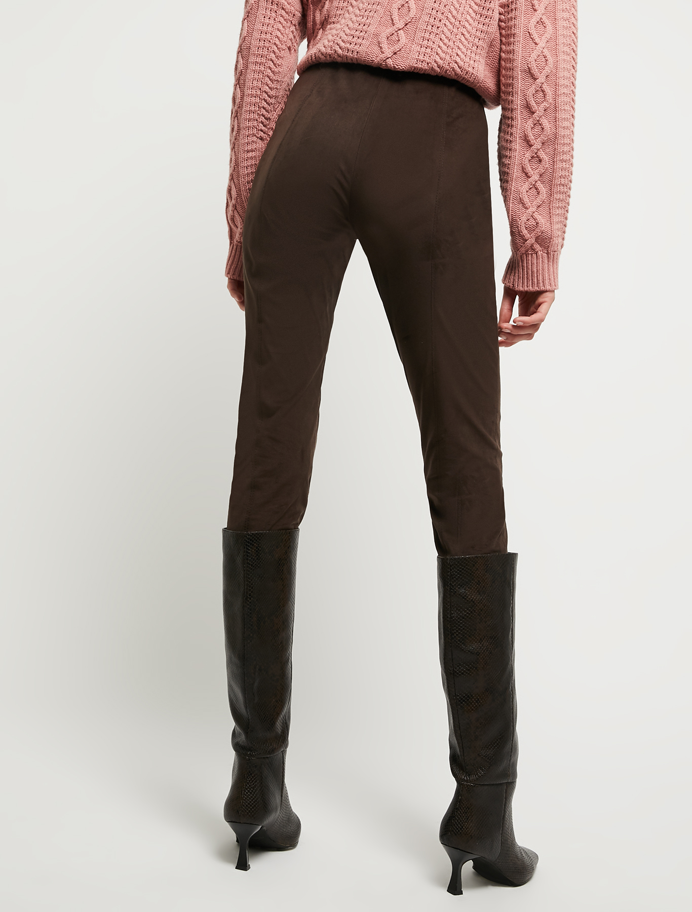 Skinny trousers in suede jersey, dark brown | Pennyblack Skinny trousers in suede jersey - dark brown - pennyblack
