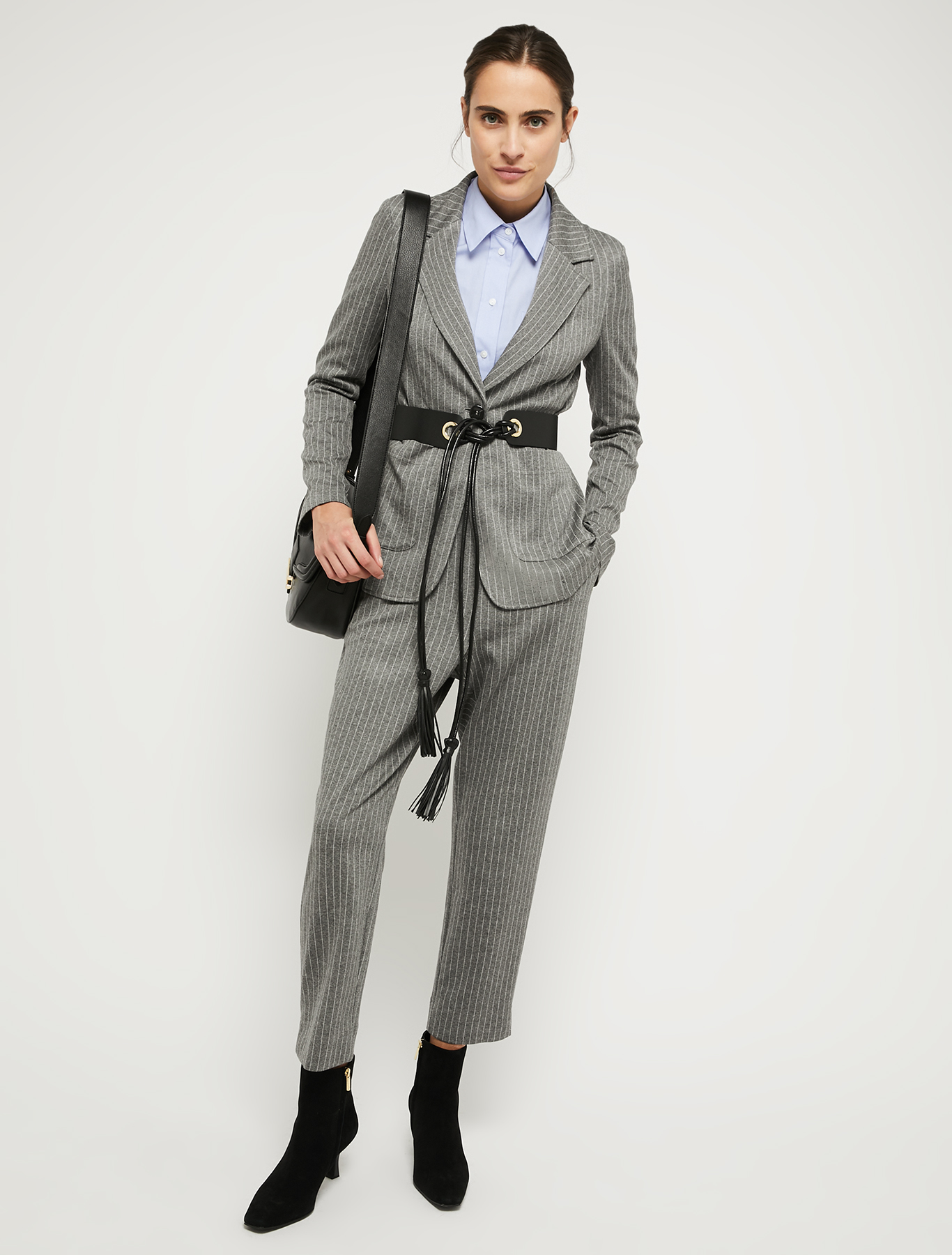 Pinstriped jersey trousers, medium grey pattern | Pennyblack Pinstriped jersey trousers - medium grey pattern - pennyblack