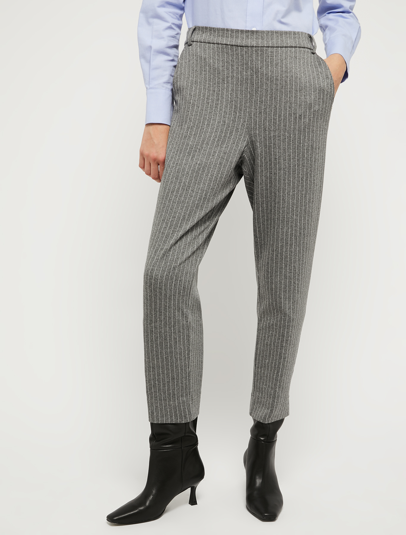 Pinstriped jersey trousers, medium grey pattern | Pennyblack Pinstriped jersey trousers - medium grey pattern - pennyblack