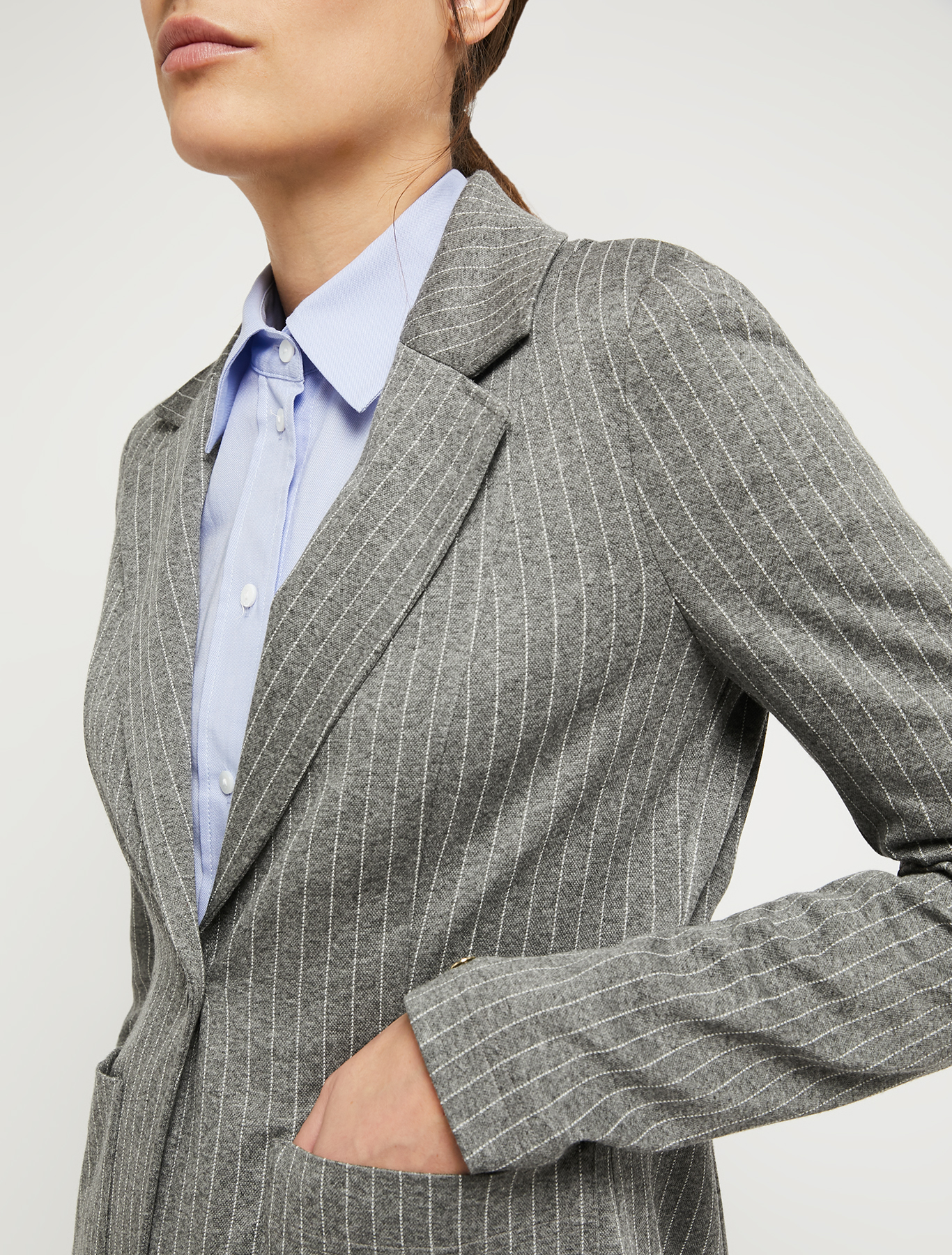 Jacquard jersey slim blazer, medium grey pattern | Pennyblack Jacquard jersey slim blazer - medium grey pattern - pennyblack
