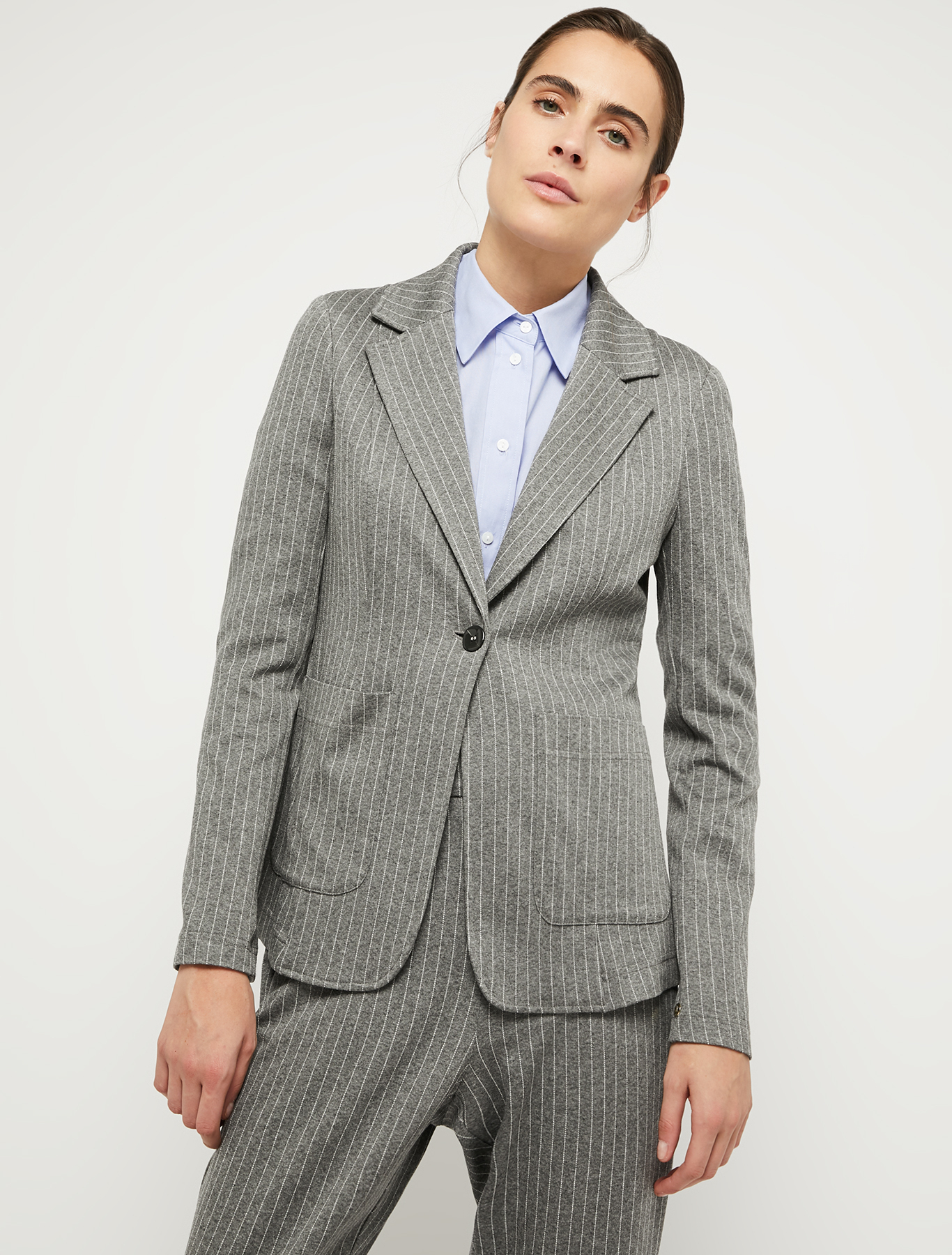 Jacquard jersey slim blazer, medium grey pattern | Pennyblack Jacquard jersey slim blazer - medium grey pattern - pennyblack