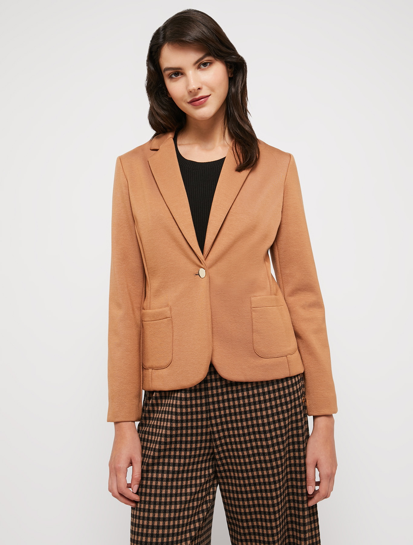 Slim double jersey blazer, brown | Pennyblack Slim double jersey blazer - brown - pennyblack