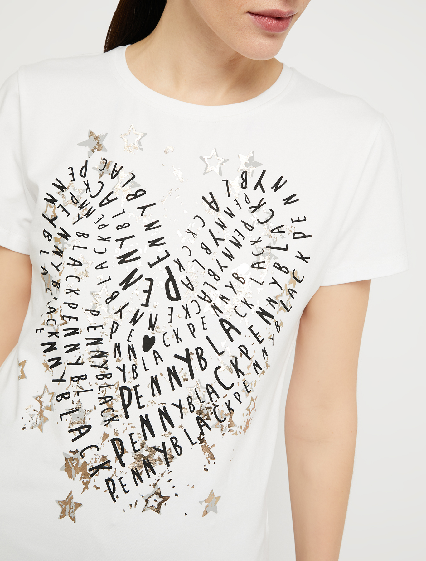 Slim-fit T-shirt with print, ivory - Pennyblack Slim-fit T-shirt with print - ivory - pennyblack