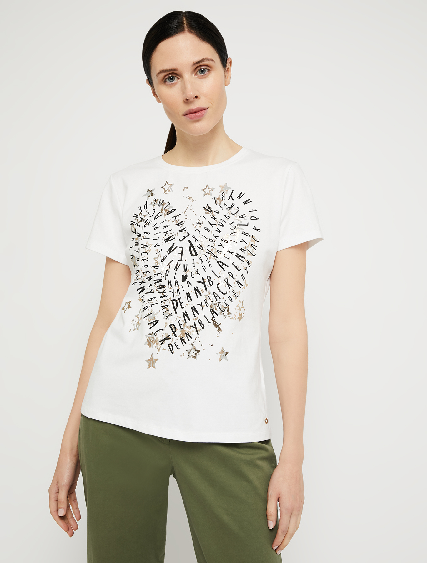 Slim-fit T-shirt with print, ivory - Pennyblack Slim-fit T-shirt with print - ivory - pennyblack