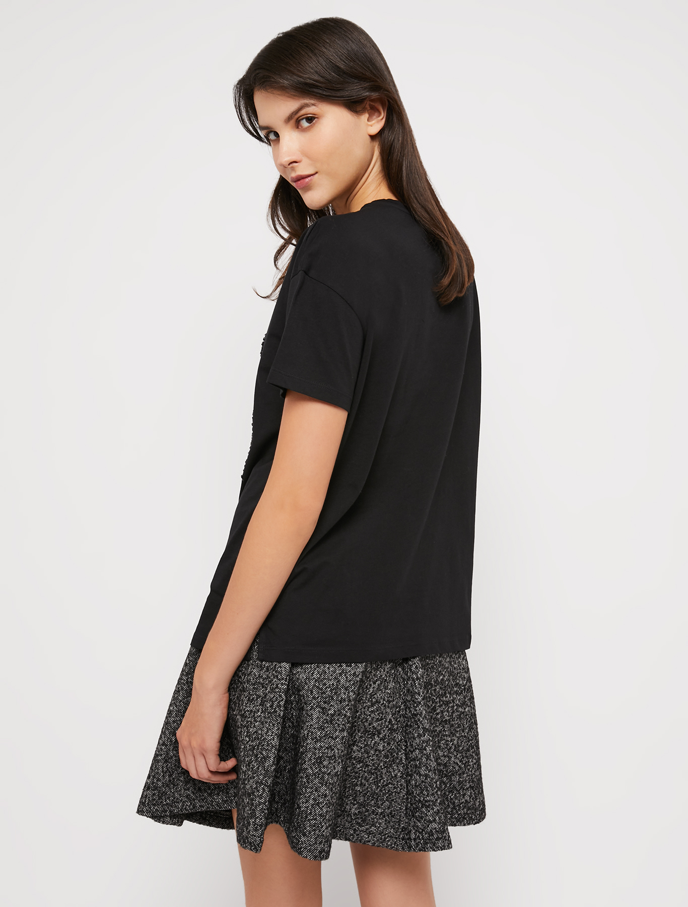 Embroidered cotton T-shirt, black | Pennyblack Embroidered cotton T-shirt - black - pennyblack