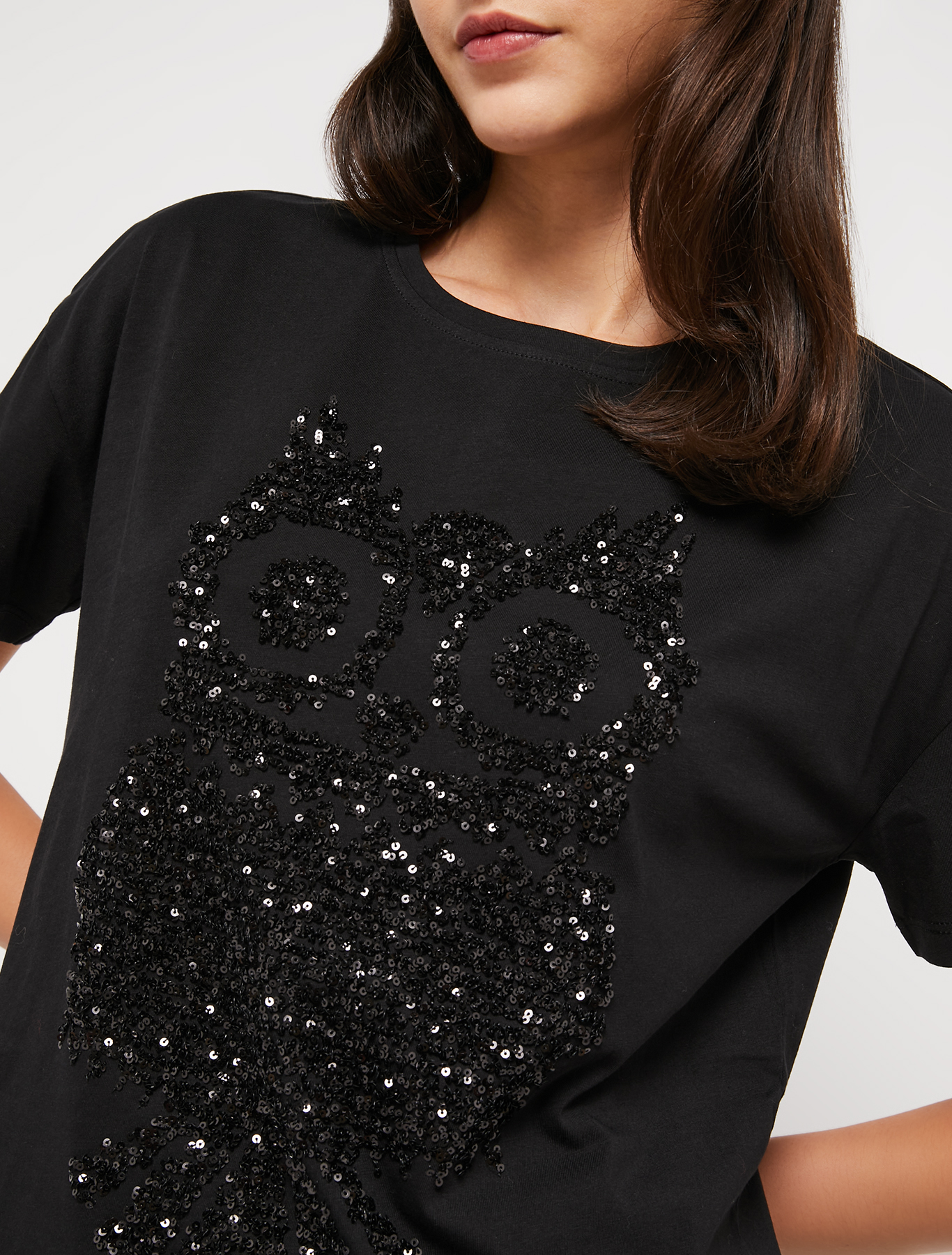 Embroidered cotton T-shirt, black | Pennyblack Embroidered cotton T-shirt - black - pennyblack