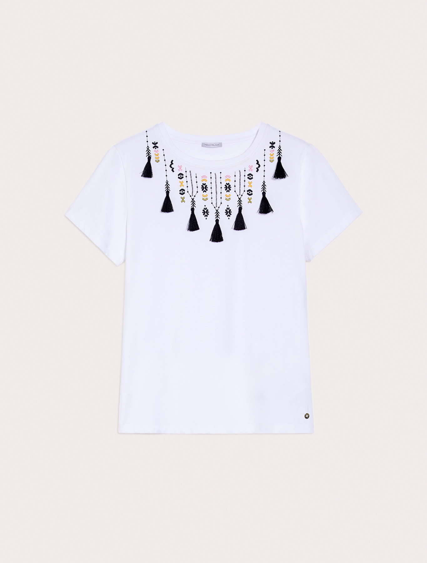 Embroidered cotton T-shirt, ivory | Pennyblack Embroidered cotton T-shirt - ivory - pennyblack