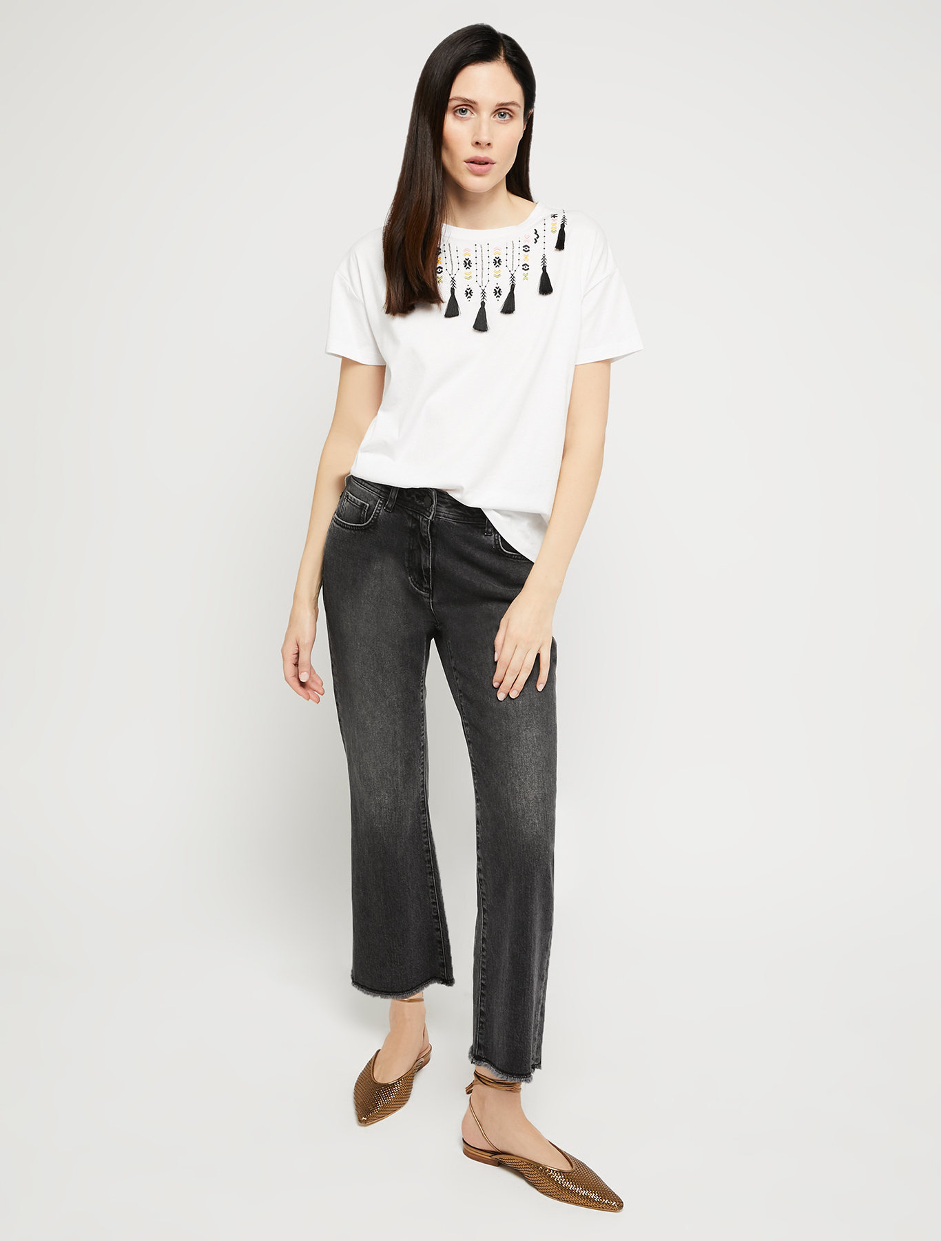 Embroidered cotton T-shirt, ivory - Pennyblack Embroidered cotton T-shirt - ivory - pennyblack