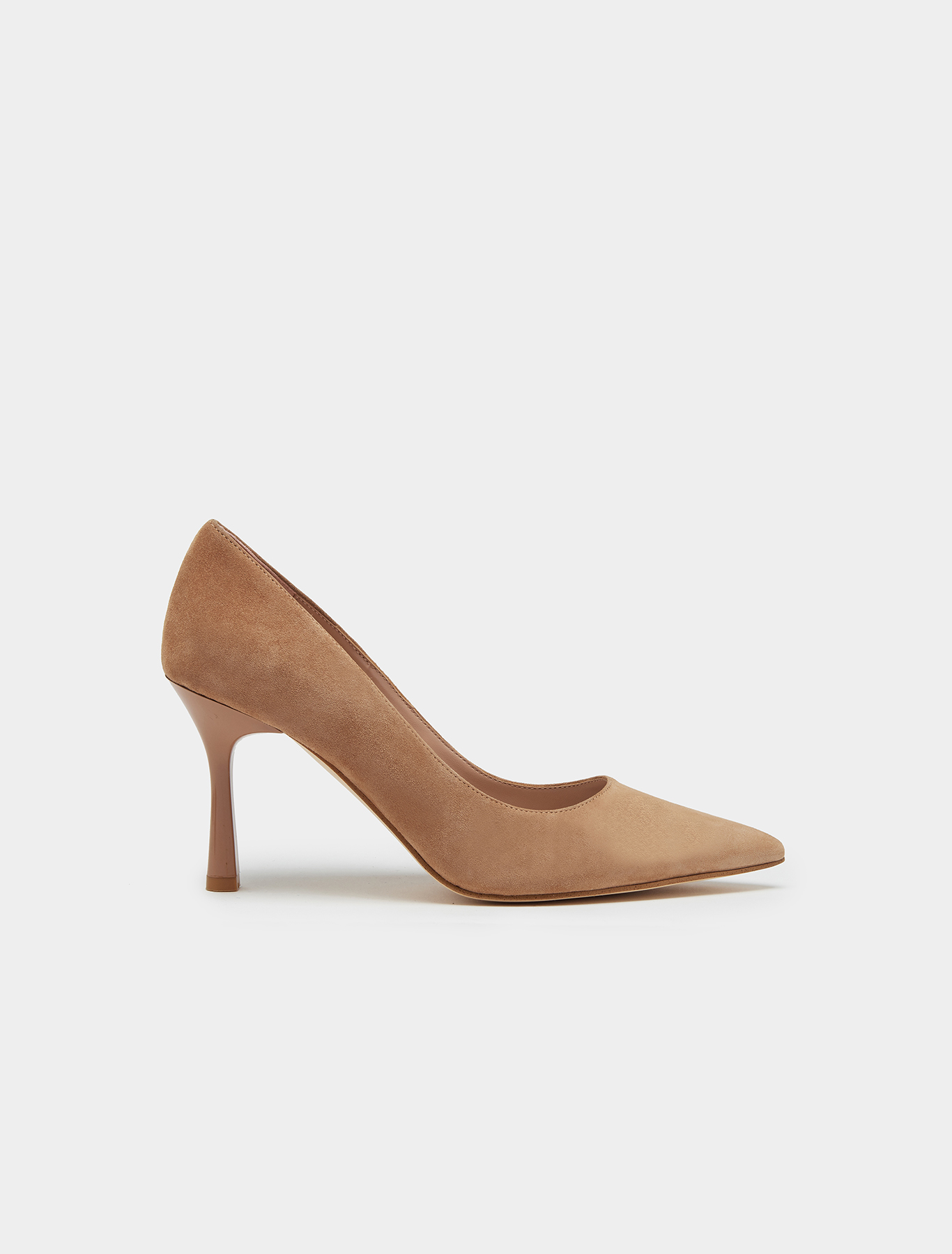 Suede court shoes with lacquered heel, beige - Pennyblack Suede court shoes with lacquered heel - beige - pennyblack