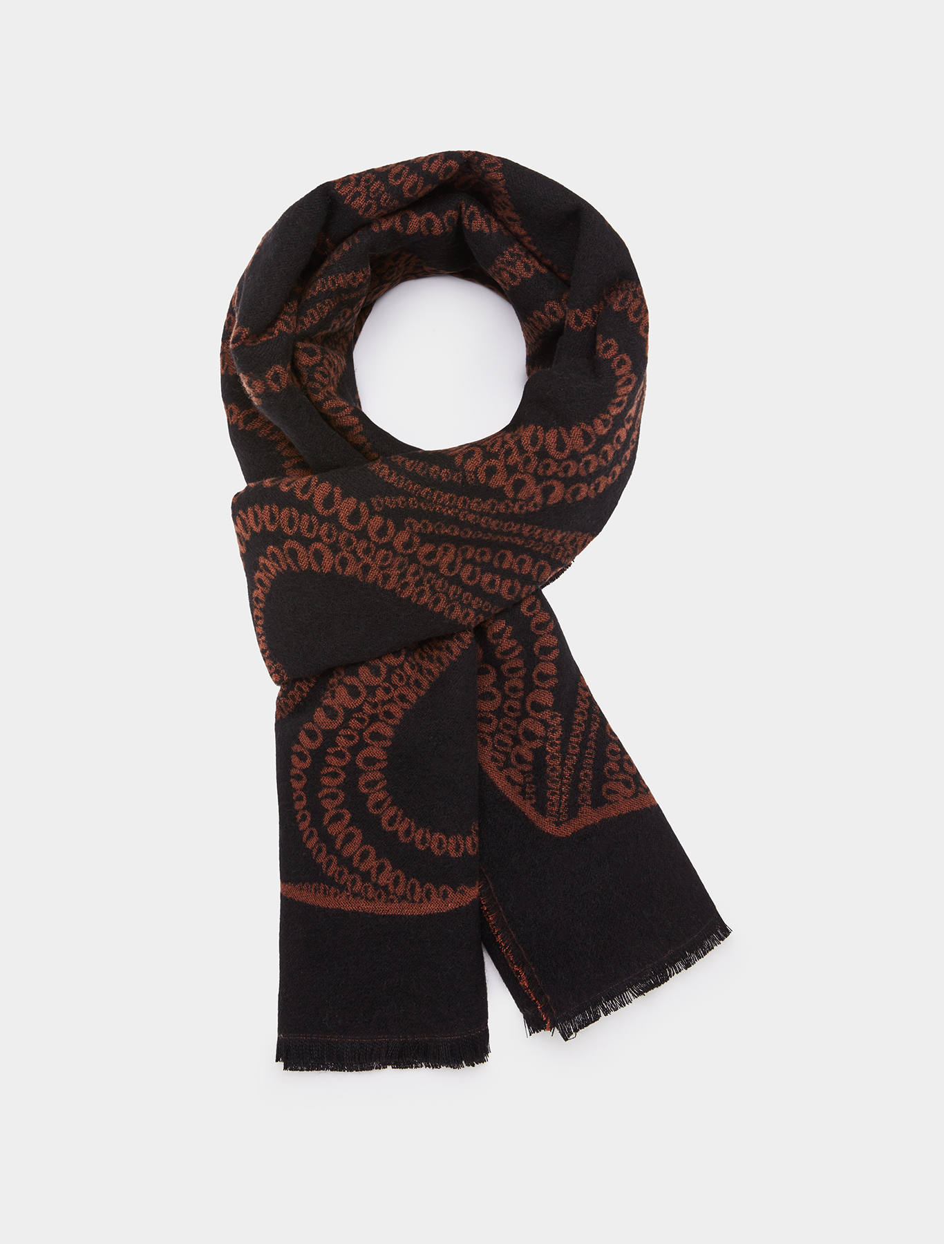 Jacquard patterned stole, brown | Pennyblack Jacquard patterned stole - brown - pennyblack