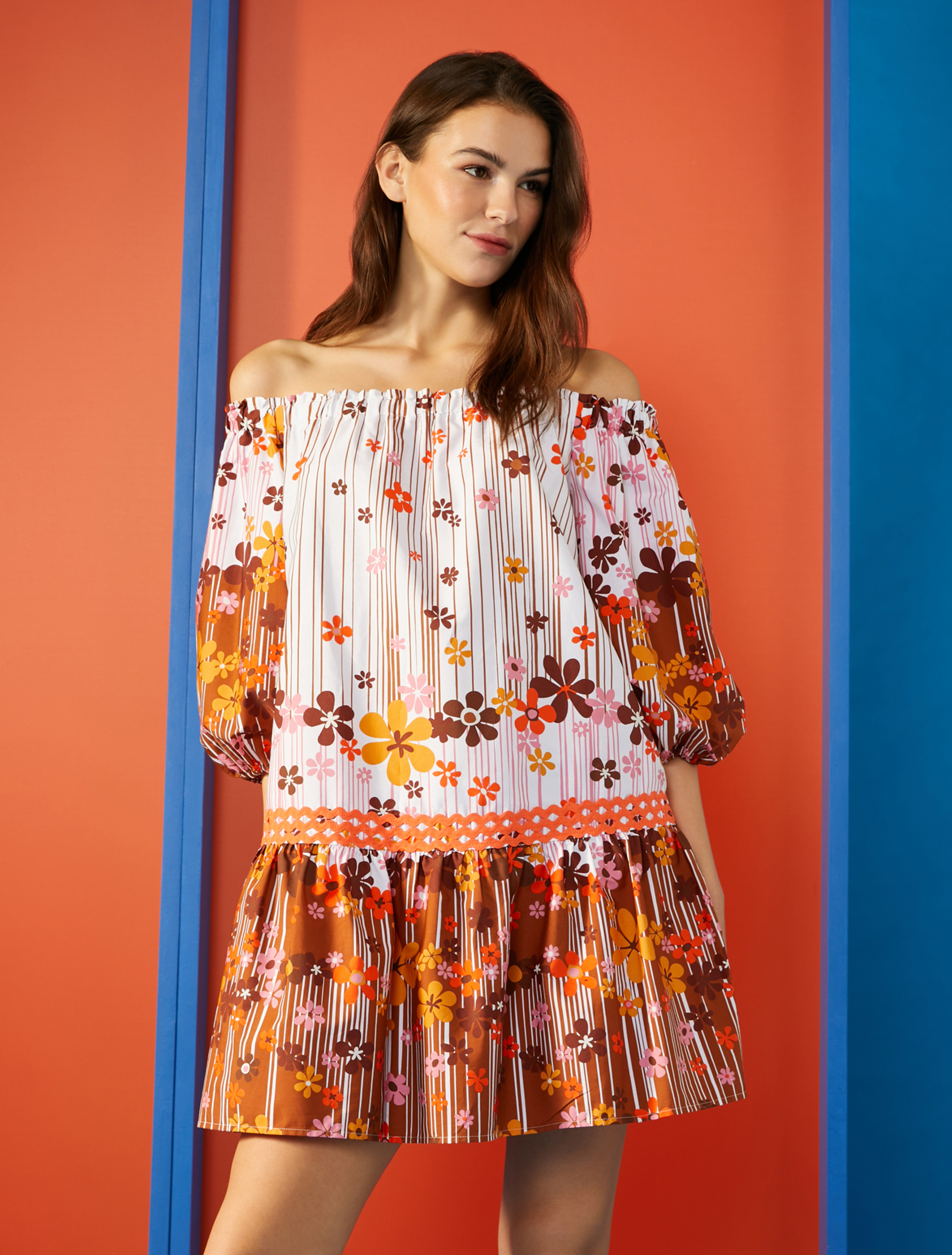 Été-à-Porter poplin dress, orange pattern | Pennyblack Été-à-Porter poplin dress - orange pattern - pennyblack