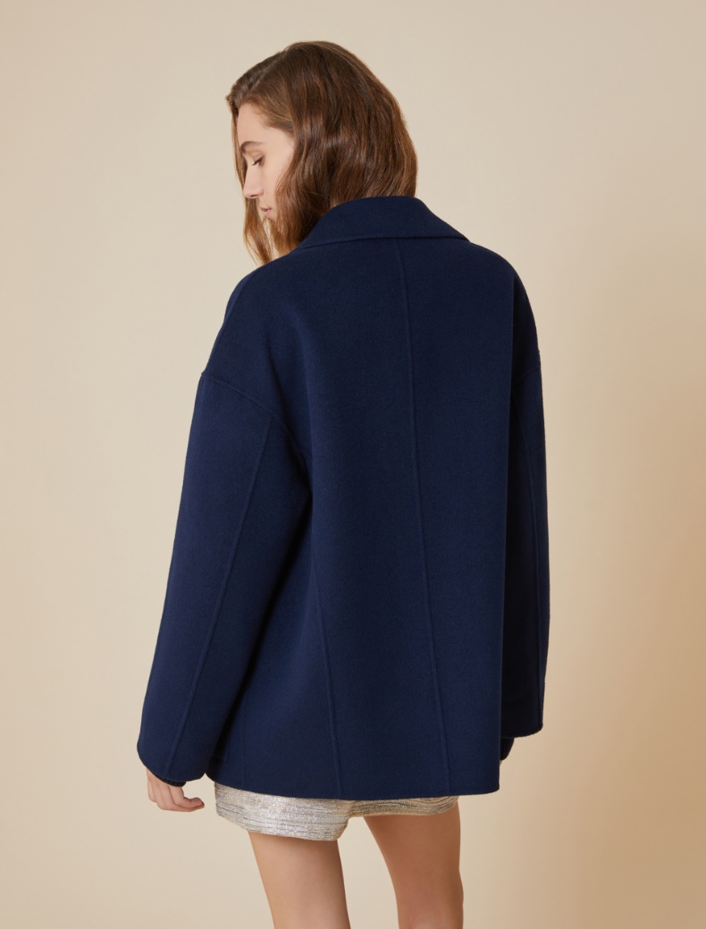 Double-faced wool pea coat - NAVY - pennyblack