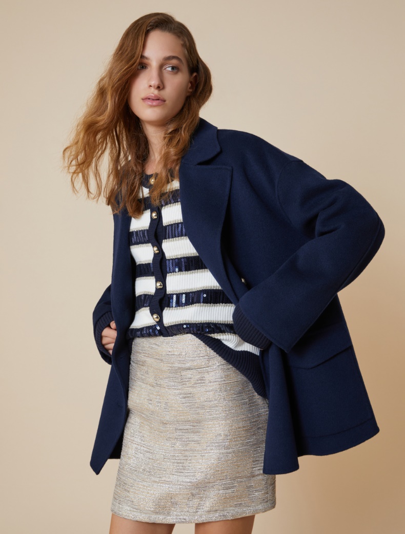 Double-faced wool pea coat - NAVY - pennyblack