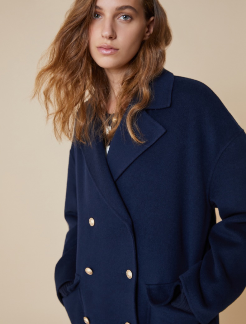 Double-faced wool pea coat - NAVY - pennyblack